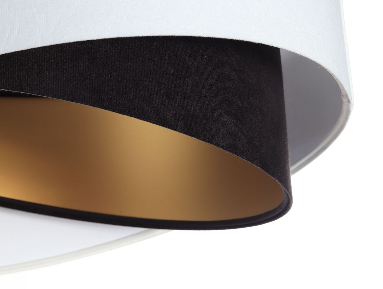 Hängeleuchte E27 rund Ø 50 cm Stoff Weiß Schwarz Gold Lampe, Lampenschirm