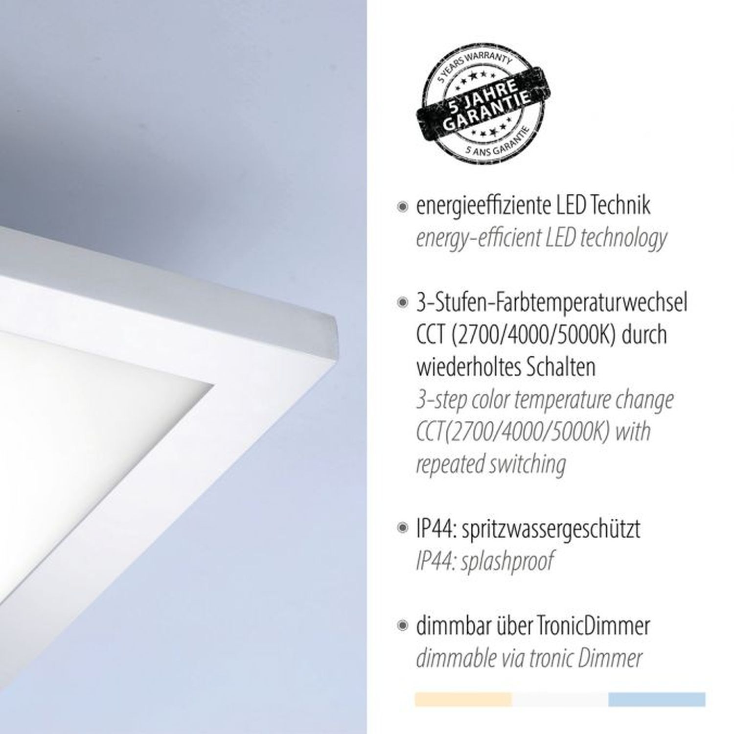 Blendarme Lampe de plafonnier LED en chrome 120 cm IP44 dimmable