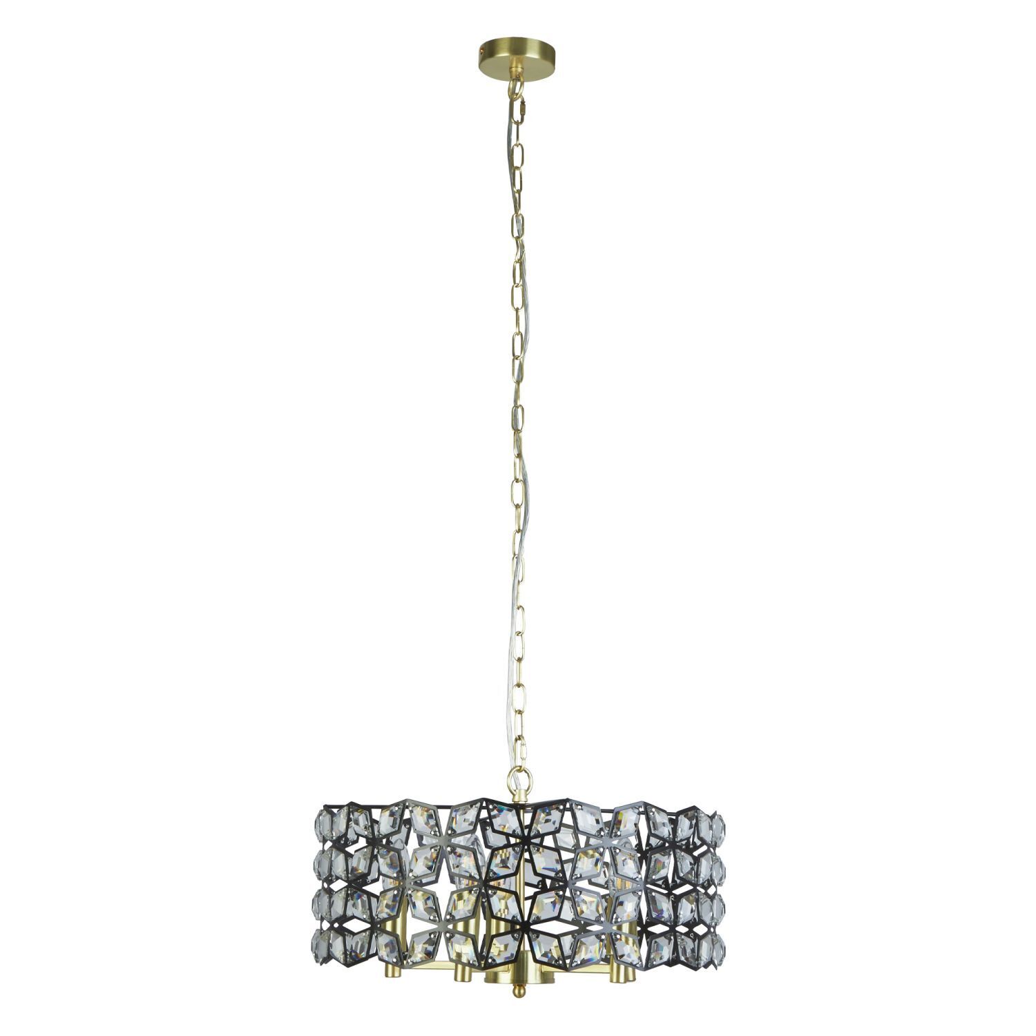 Suspension cristal Ø 48 cm rond 5x E14 laiton noir