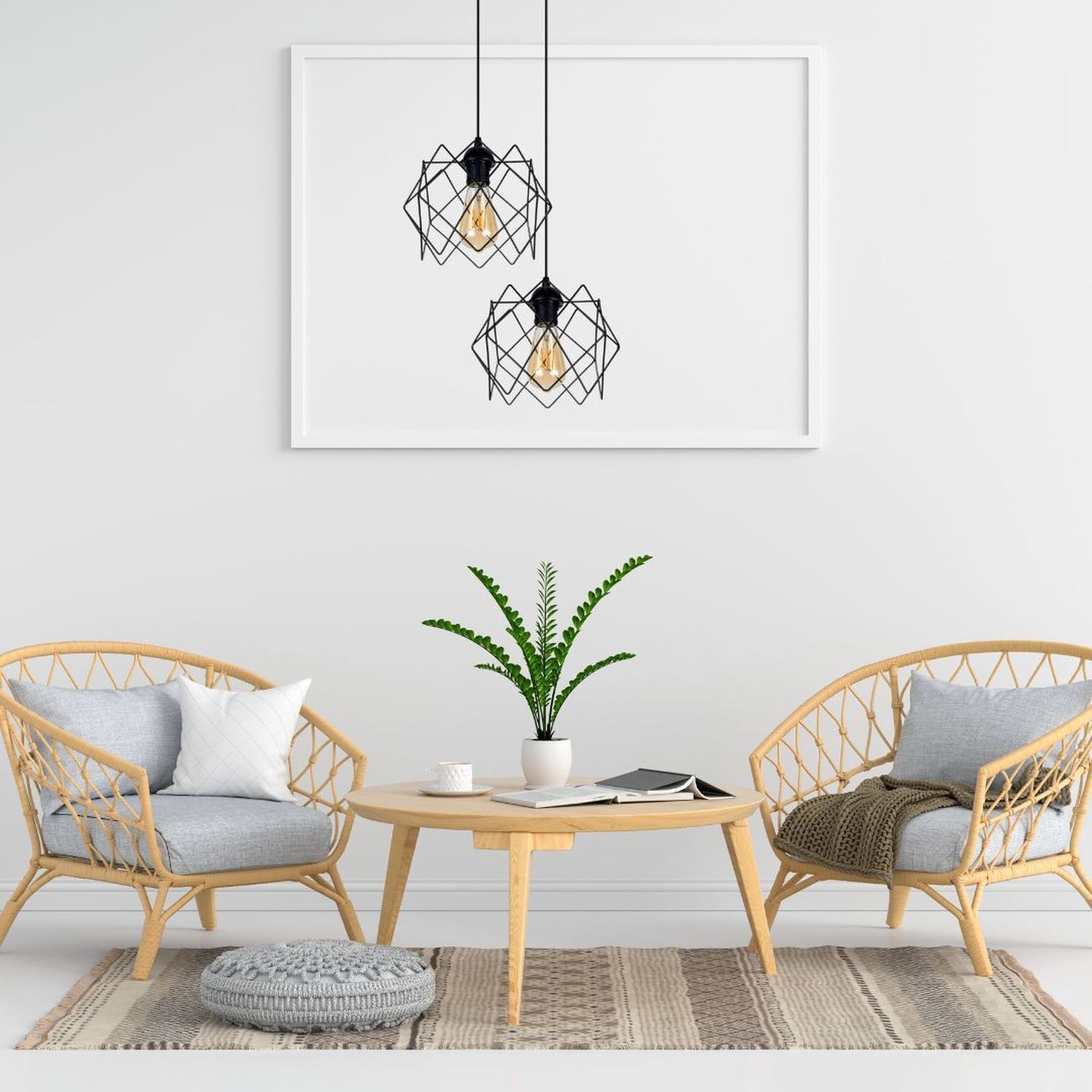 Hängelampe, Geometrische Leuchte, Pendelleuchte, Spirale Draht, Wohnaccessoires