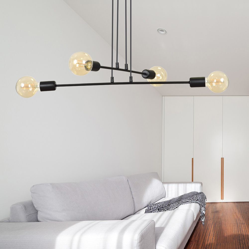 Lampe à suspendre noire métal rétro réglable E27