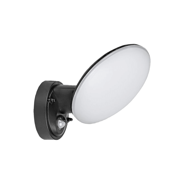 Satellite dish light, Outdoor wall light, LED wall lamp, round light fixture, black mount