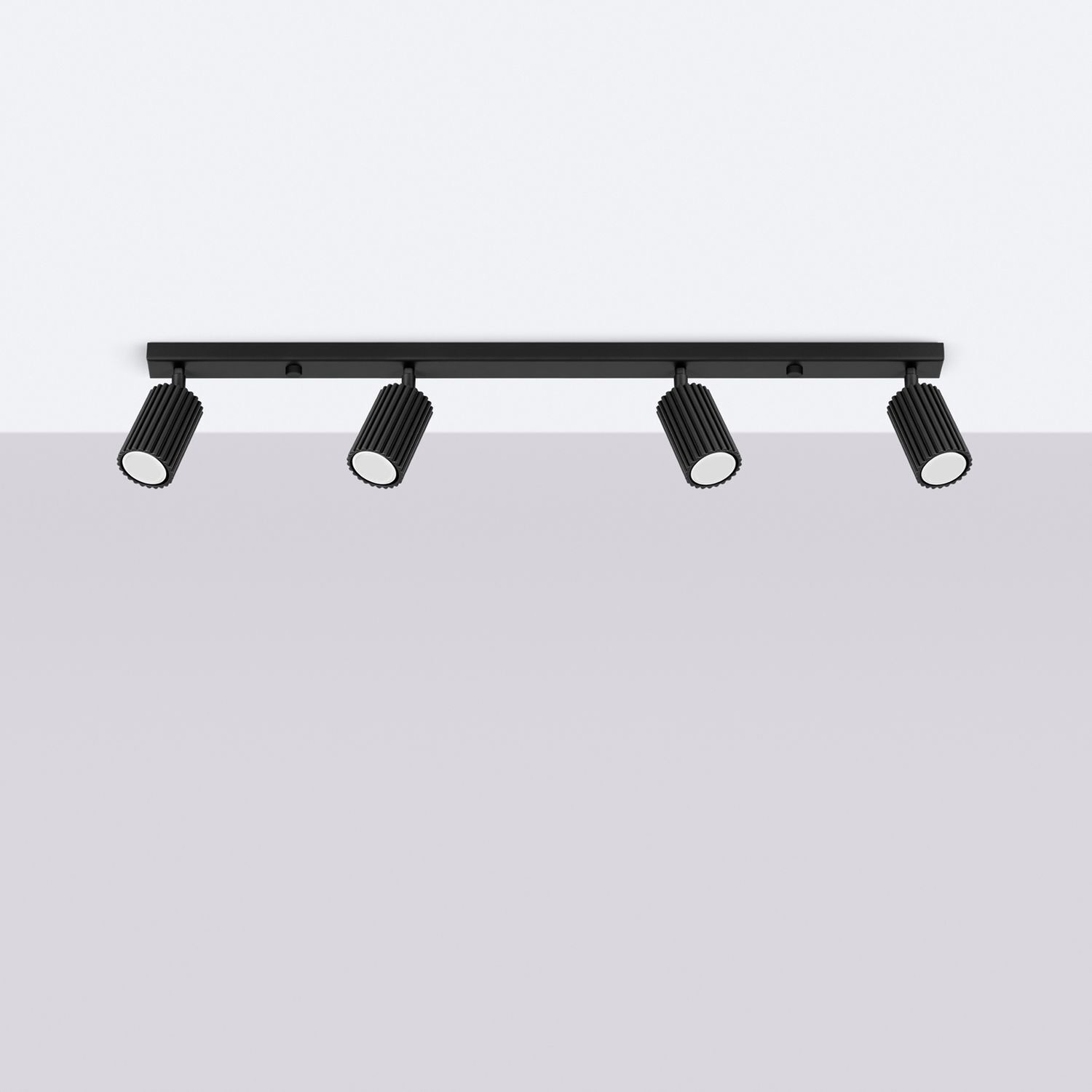 Plafonnier noir 4-flamme GU10 81 cm long Moderne