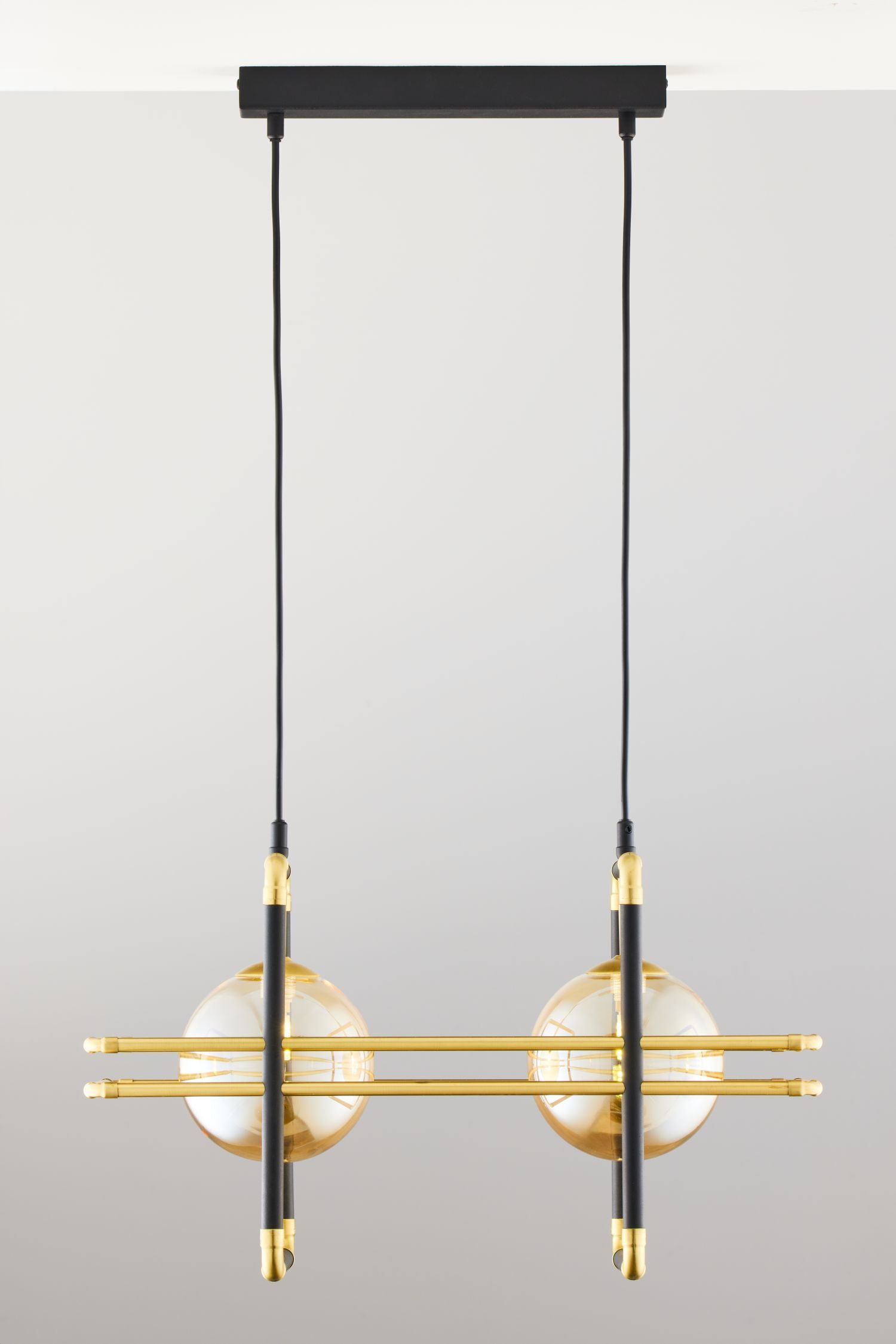 Lampe à suspendre en noir ambre or G9 2flmg L:51 cm Leuchter, Lampe, Leuchte