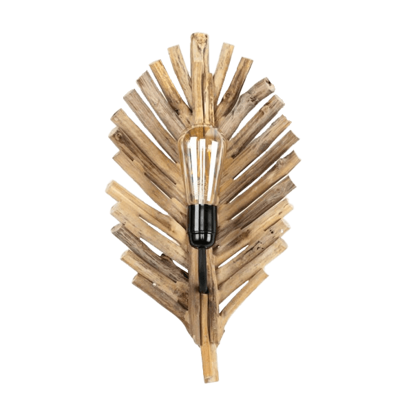 Leuchtenglas, Lampenschirm, LED-Lampe, Holzdeko, Wandlampe