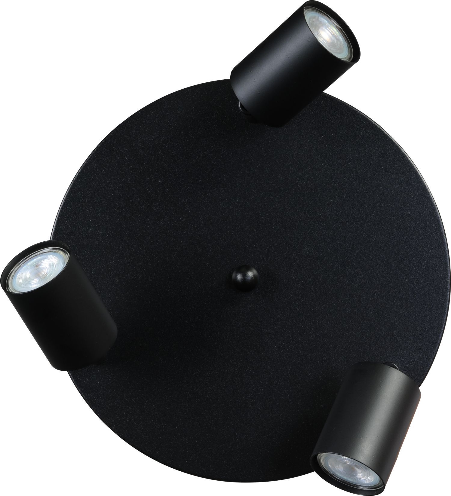 Spot de plafond noir 3 flammes métal GU10 Ø 35 cm