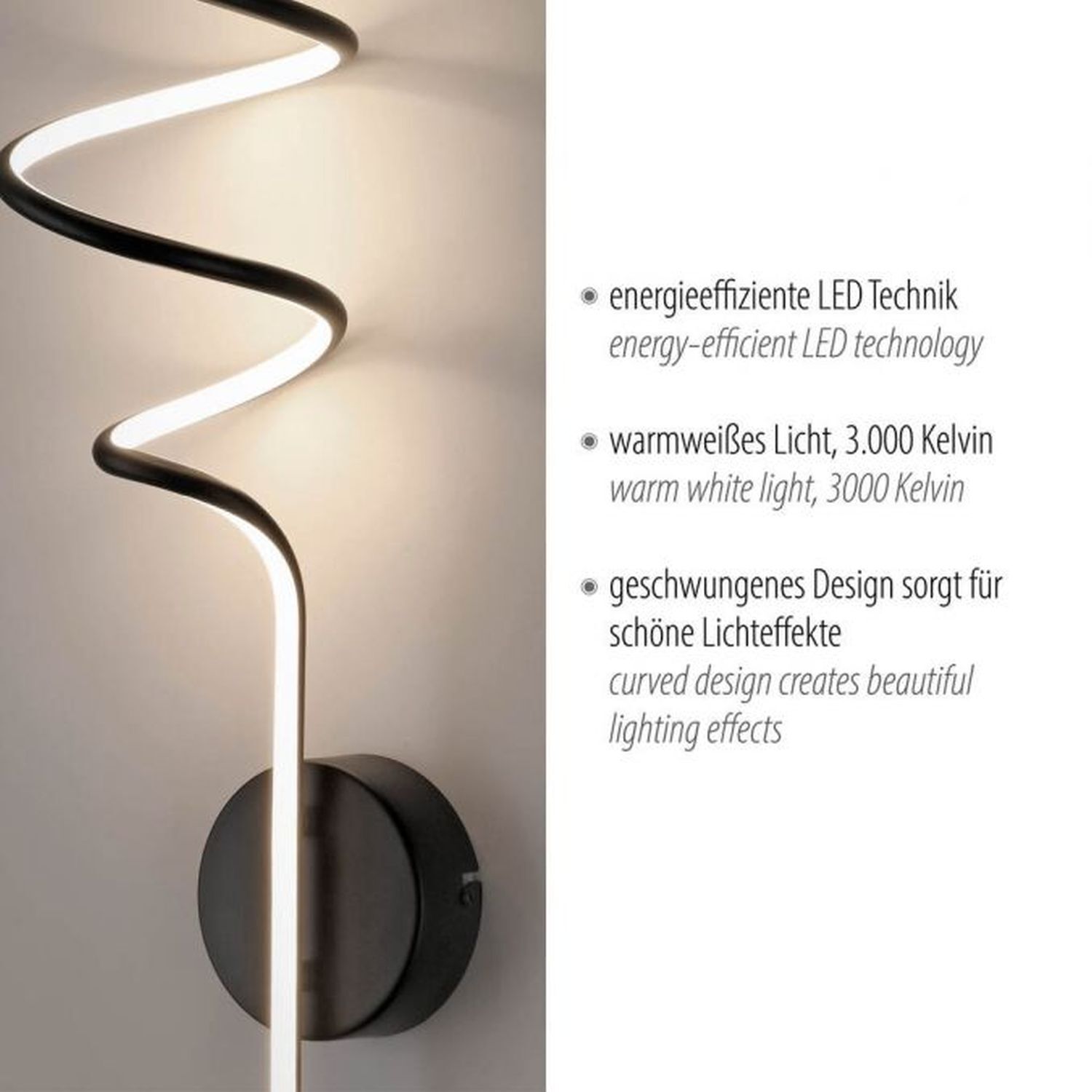 Applique murale LED noire métal blanc chaud 3000 K 2330 lm