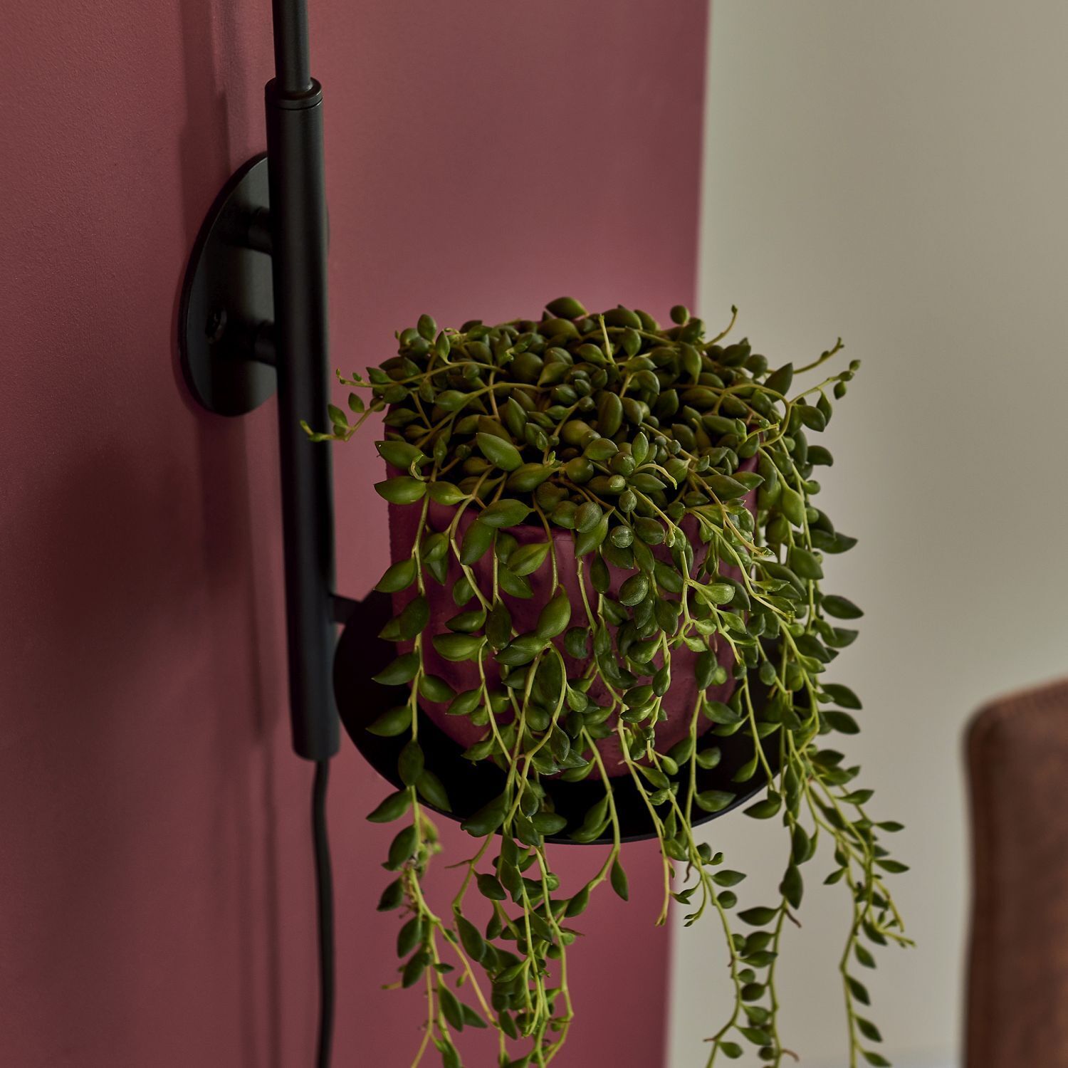 Applique avec câble Interrupteur Tablette H : 54 cm Métal Verre