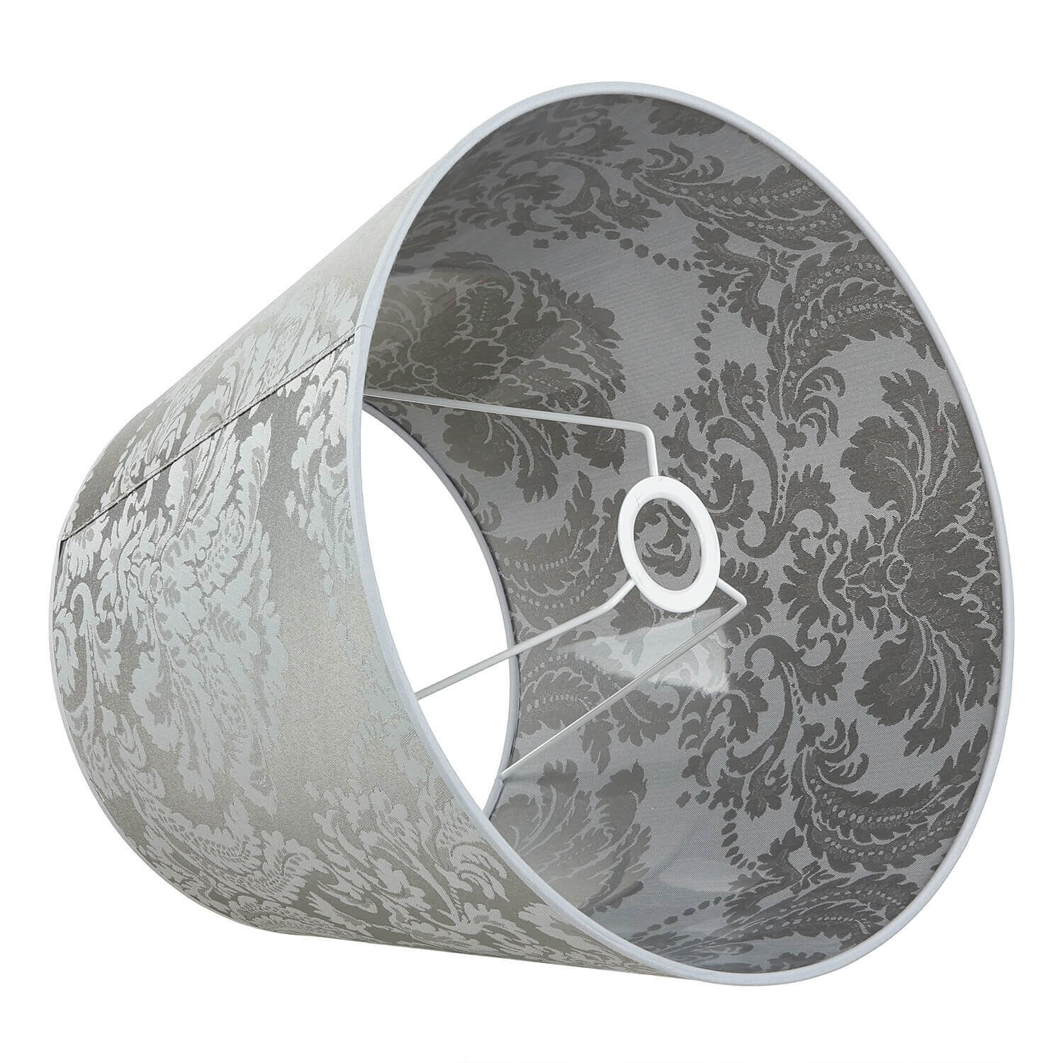 Silberner Lampenschirm Stehlampe Stoff E27 WILLOW Lampe, Lampenschirm