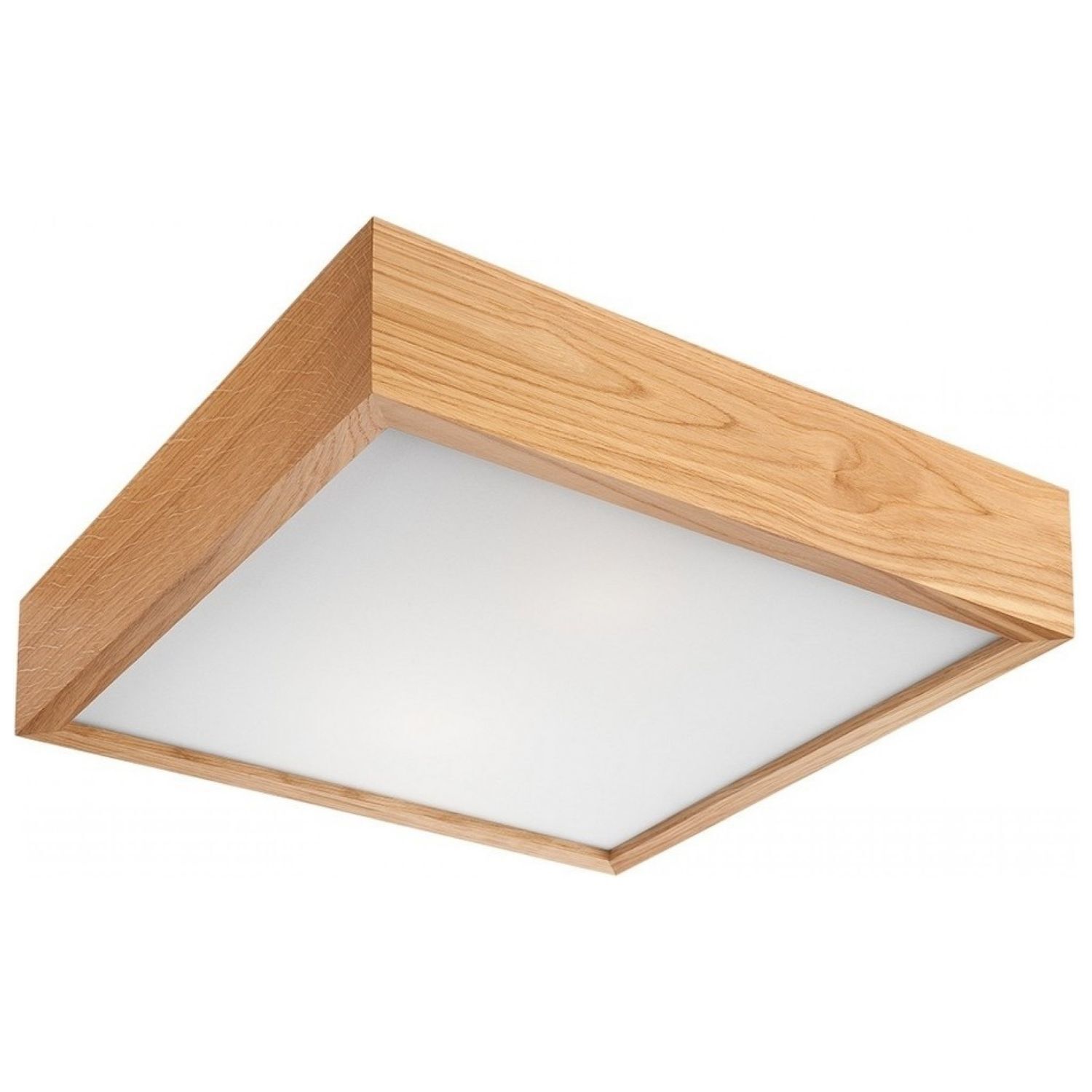 Plafonnier LED bois verre L : 37,5 cm 3000 K 1900 lm en chêne