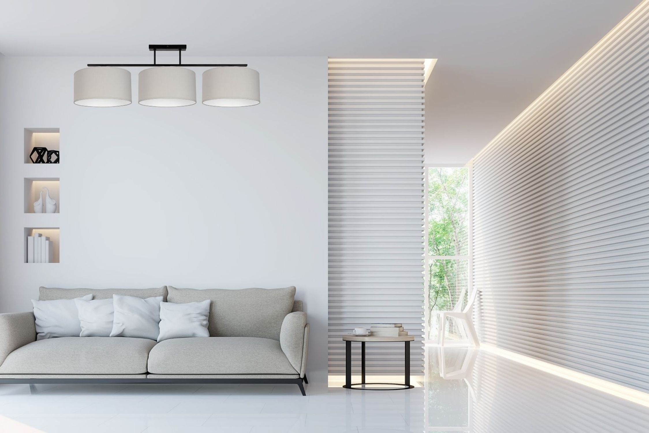 Lampe de plafonnier Tissu Noir Gris Blanc E27 100 cm