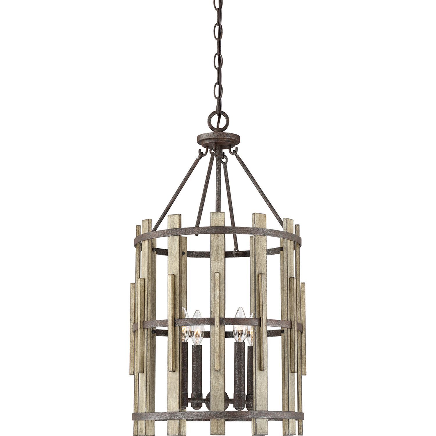Lampe à suspendre Nature Noir antique Ø38cm Bois Métal