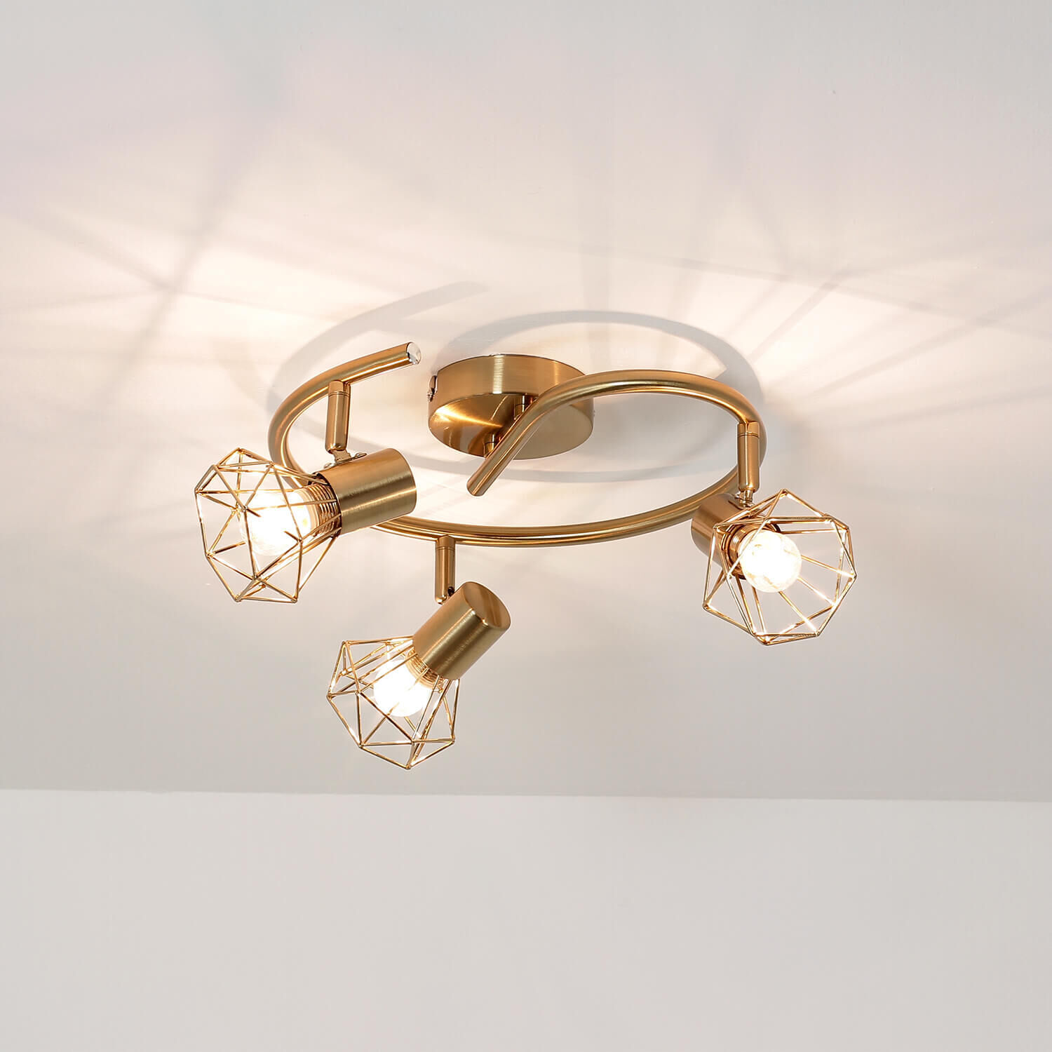 Spot géométrique métal rétro en laiton polyvalent MIA Deckenleuchte, Leuchte