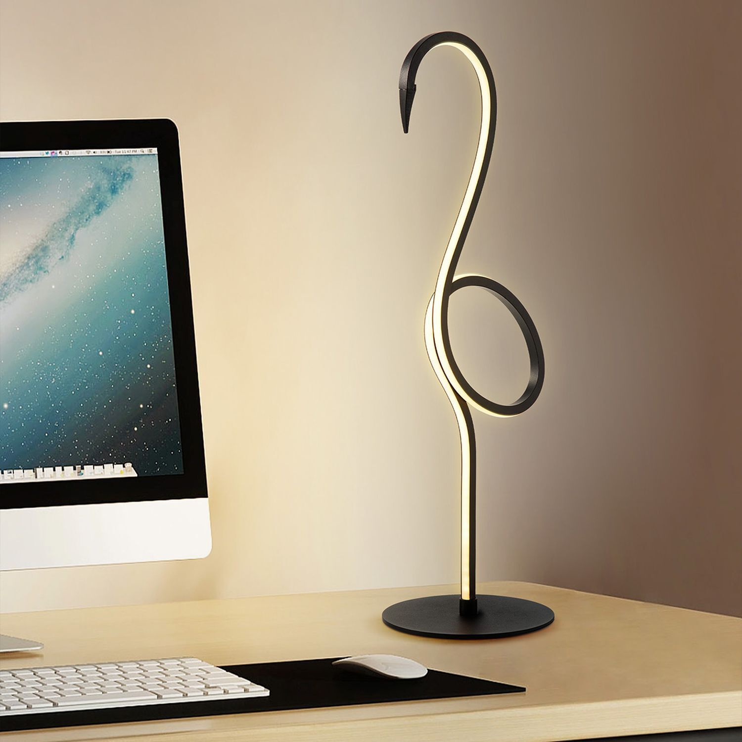 Lampe de table LED 50 cm Flamingo 3000 K noir Deko