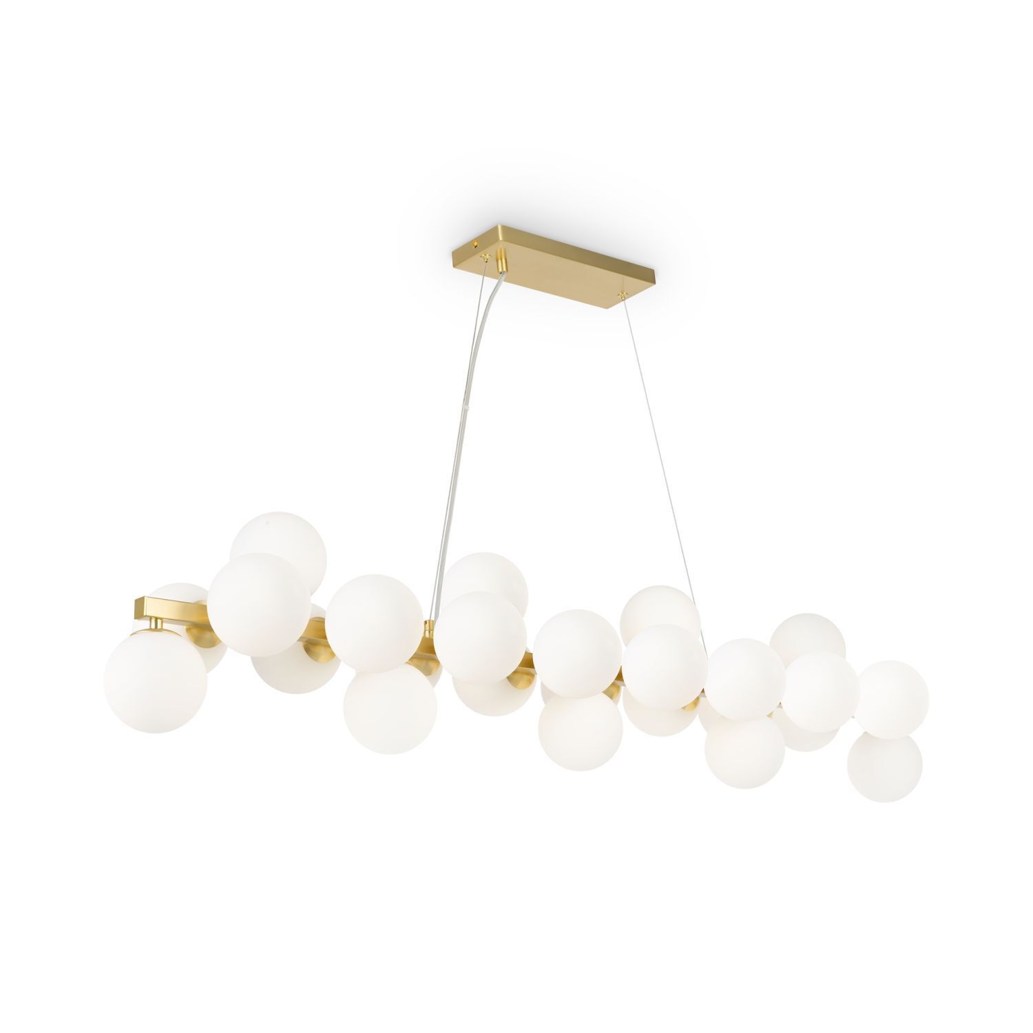 Lampe à suspendre métal verre H : max. 133,9 cm en or blanc