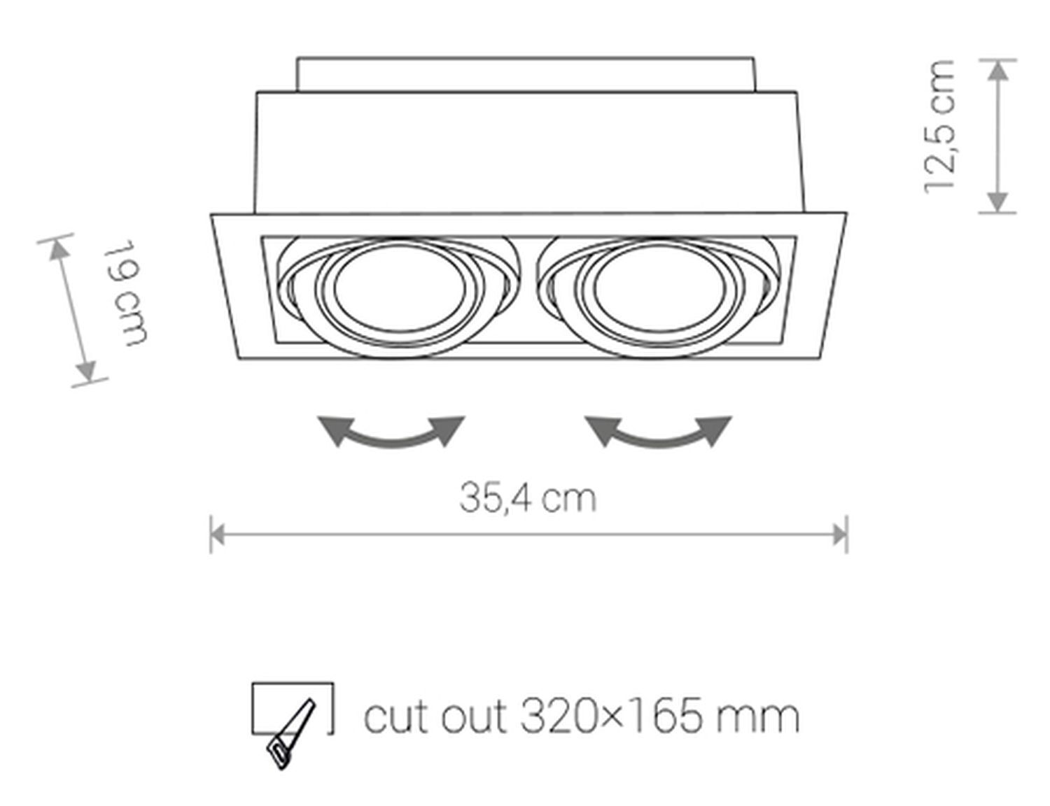 Luminaire encastré blanc métal 2flmg