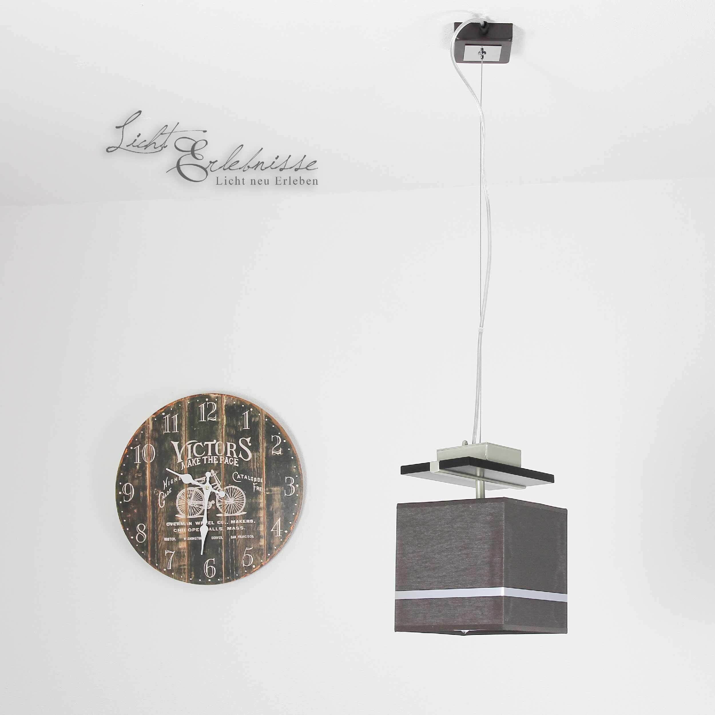 Pendelleuchte Stoffschirm Braun Chrom E27 Architektur, Gebäude, Mauer