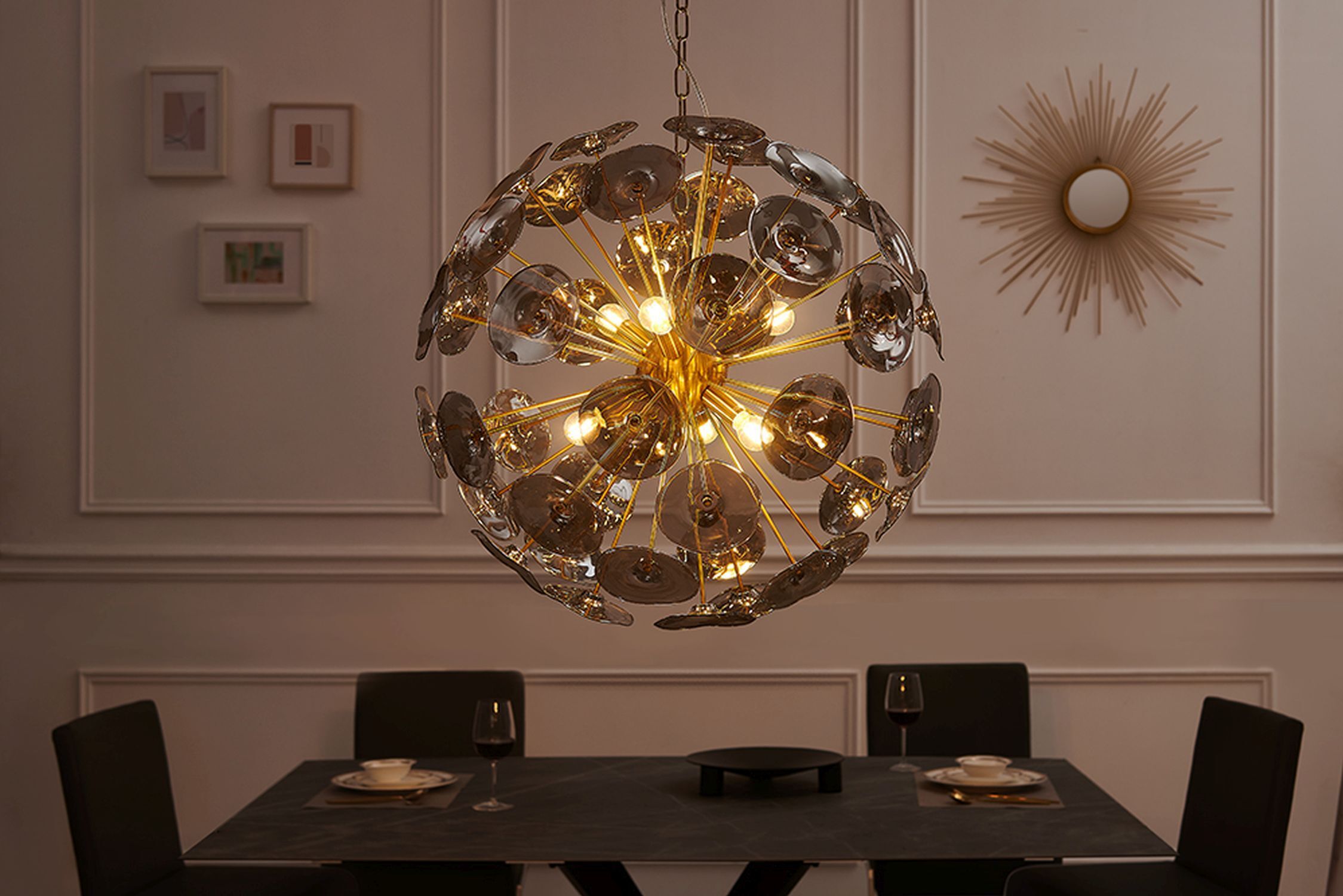 haengelampe-pendelleuchte-hoehenverstellbar-lucas-5x-e14-bis-40w-transparent-gold-modern-le108707-04 Kronleuchter, Pendel Lampe, Metall, Deko Licht, Wohnzimmer Beleuchtung