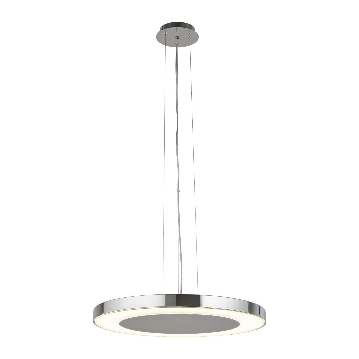 Suspension LED stylée métal verre Ø50 cm en chrome