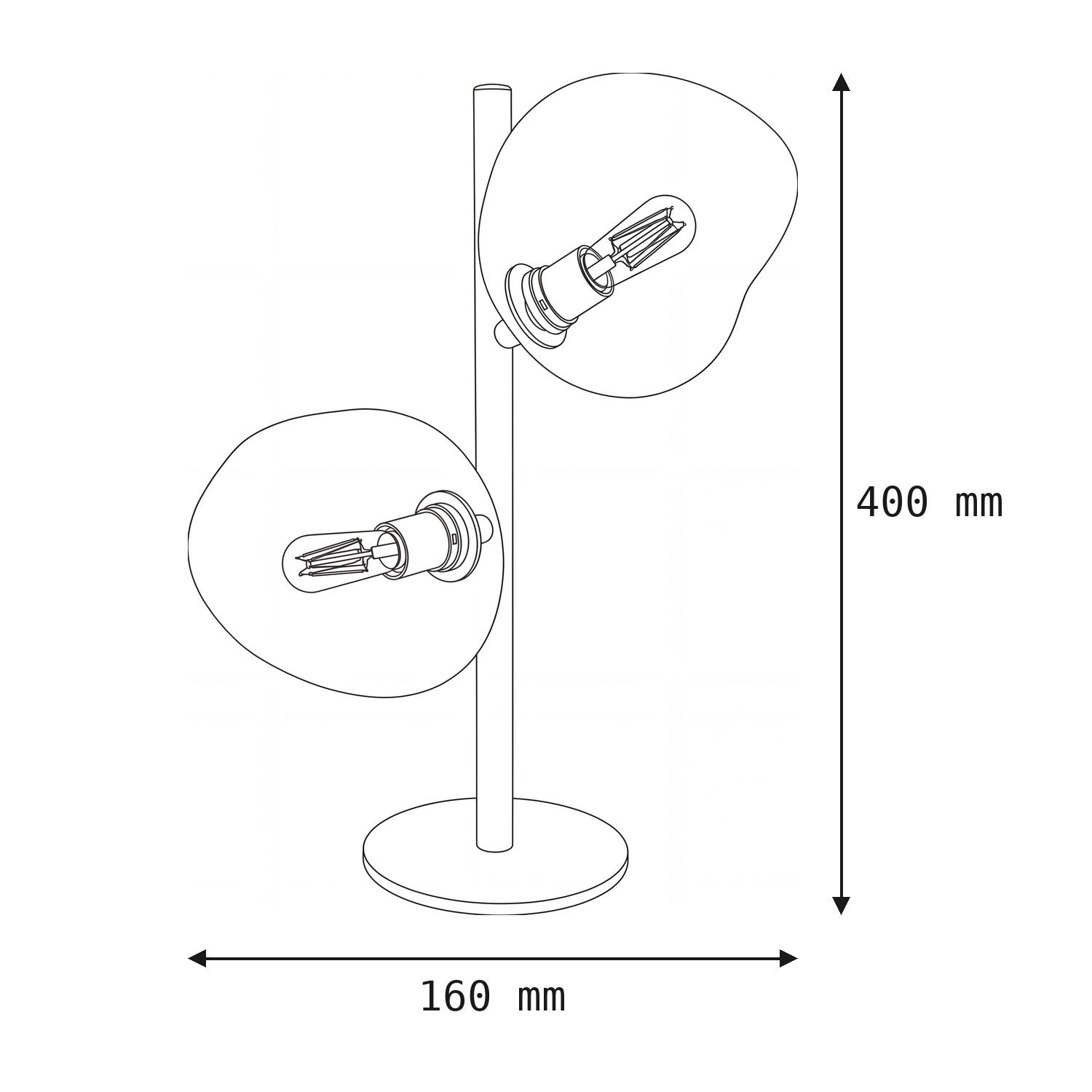 Steh- Lampe, Wandleuchte, Glühbirne, LED-fassung, Maße-400mm