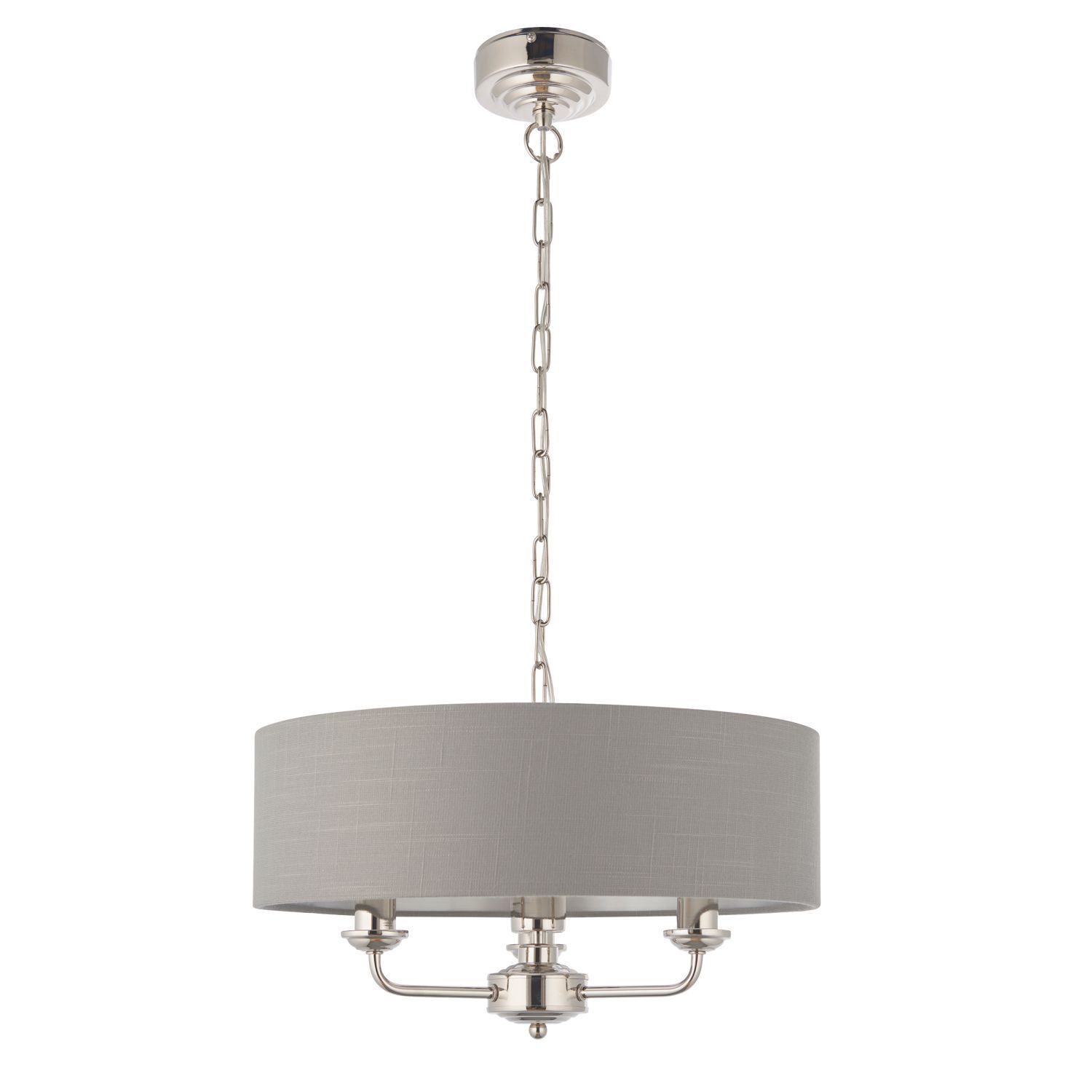 Lampe à suspendre ronde D : 45 cm Tissu Métal Nickel Anthracite 3x E14