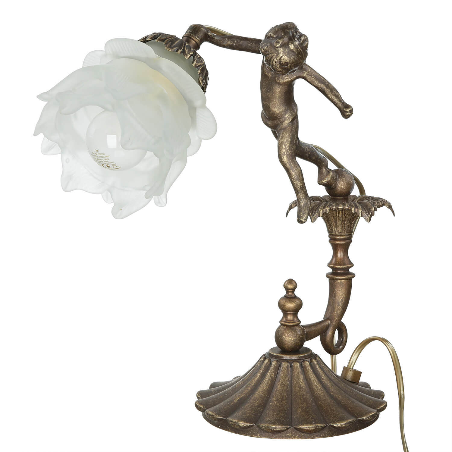 Lampe de table Putti en laiton véritable Antique Premium