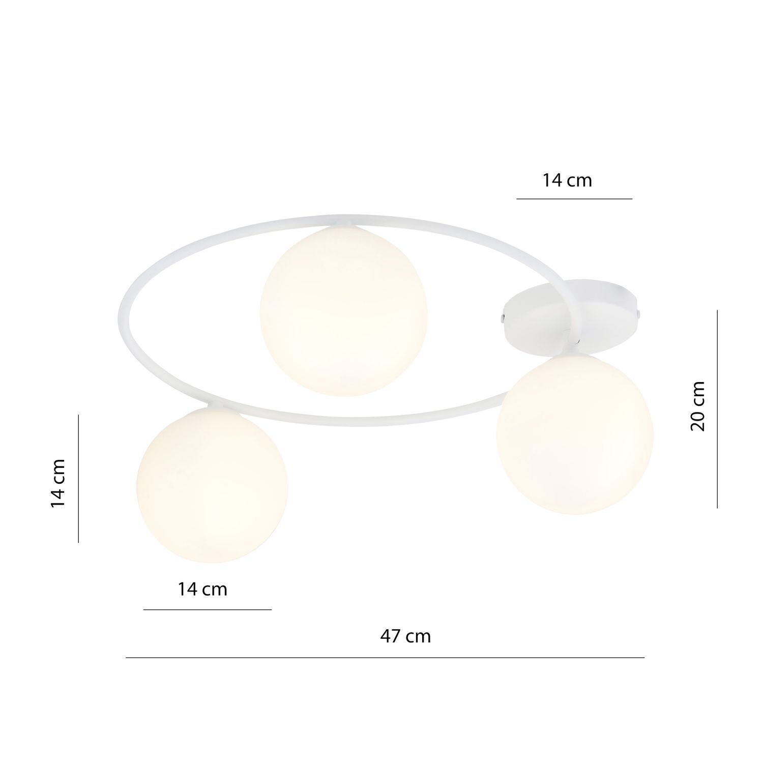 Plafonnier Blanc H : 20 cm Ø 47 cm 3-flamme