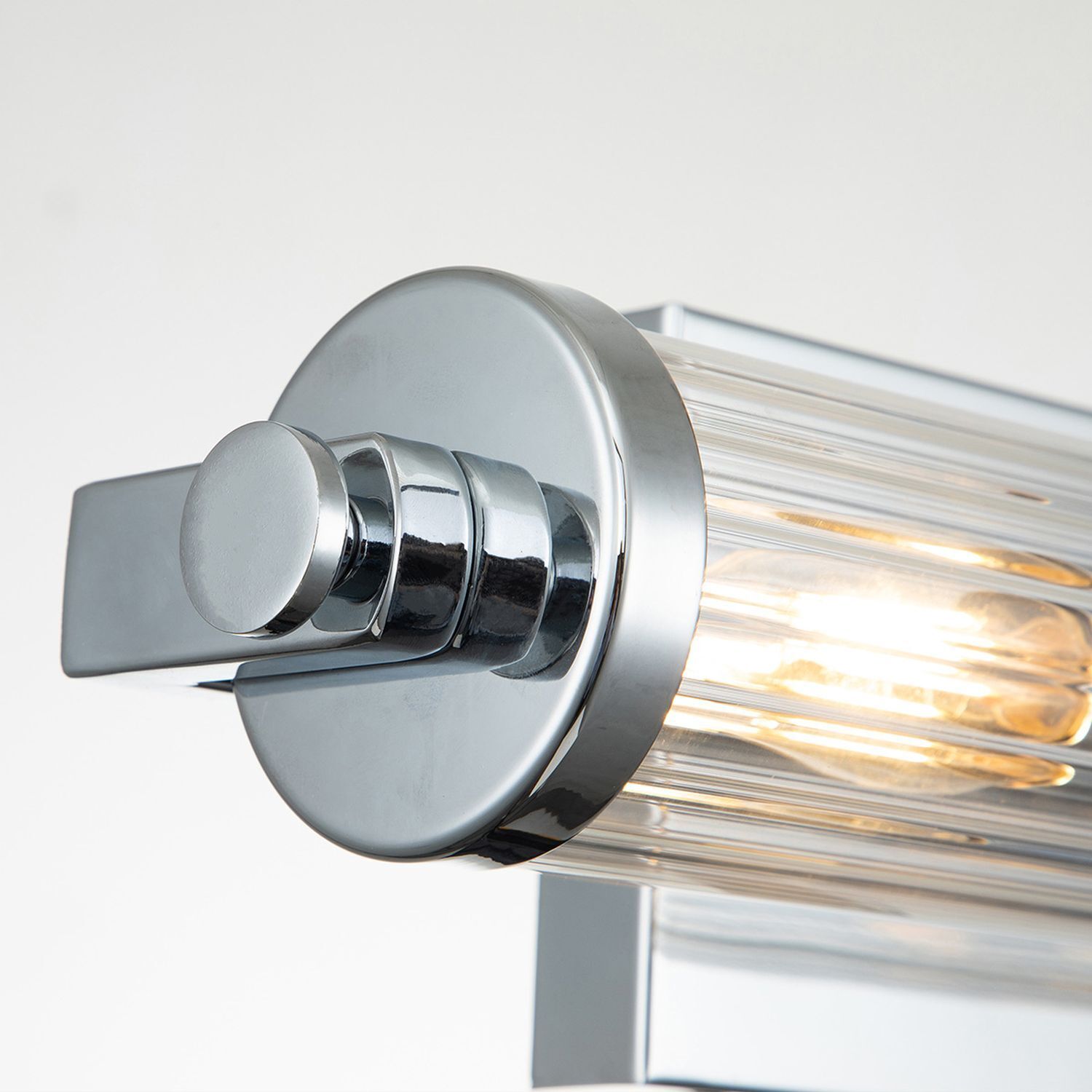Lampe de salle de bain murale verre métal E14 IP44 L : 40,7 cm chrome poli