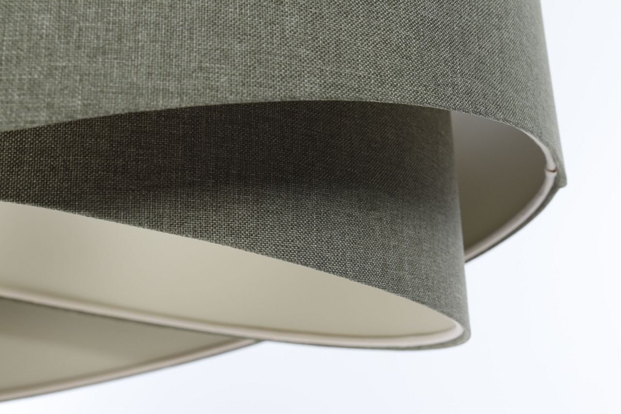 Lampe à suspendre E27 ronde D : 40 cm en tissu vert Moderne