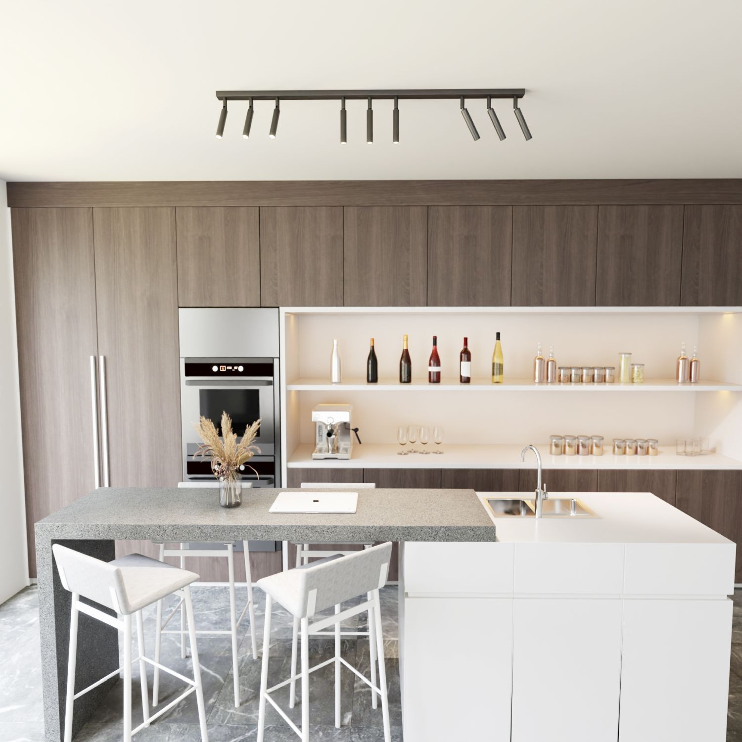 Spot de plafond réglable noir métal G9 116 cm de long