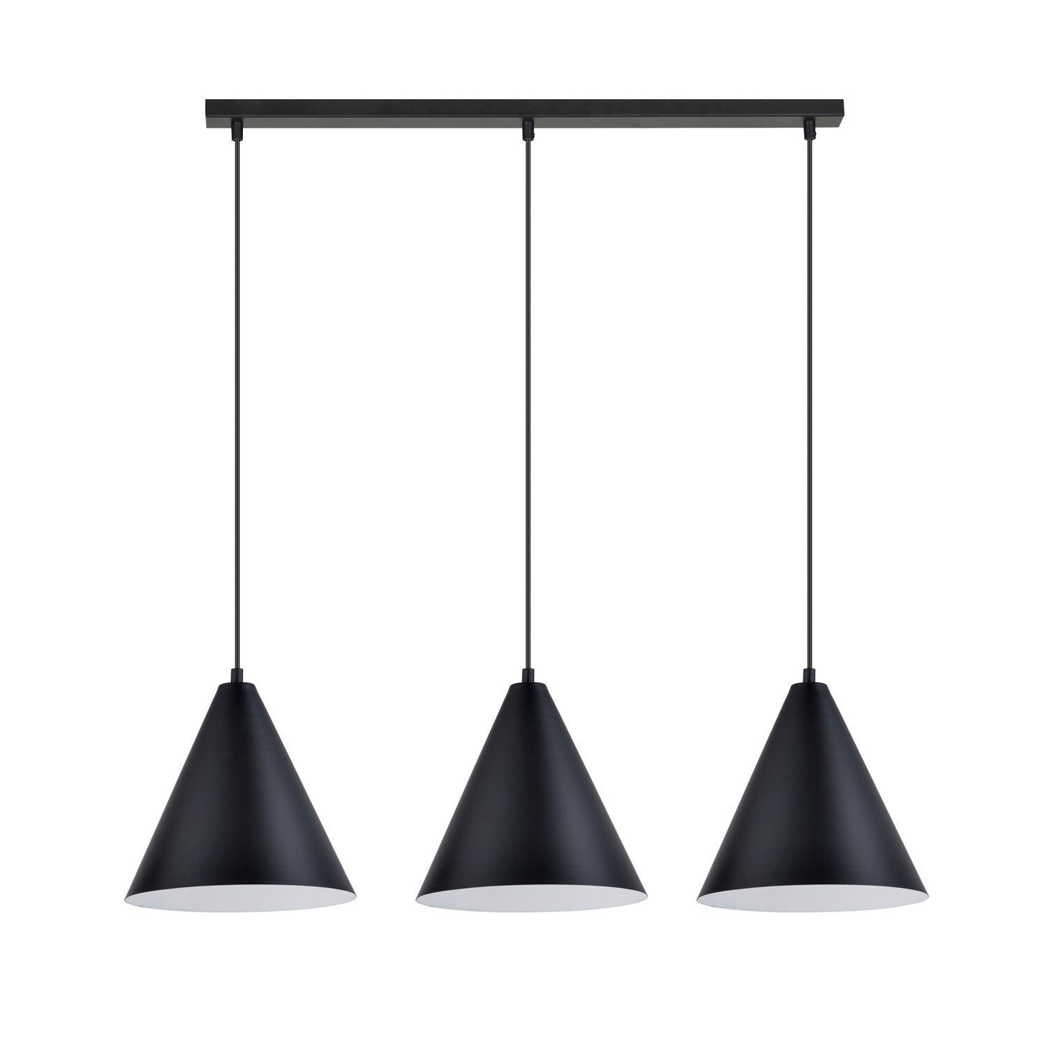 Lampe à suspendre métal L : 92 cm noir blanc E27 3 flammes
