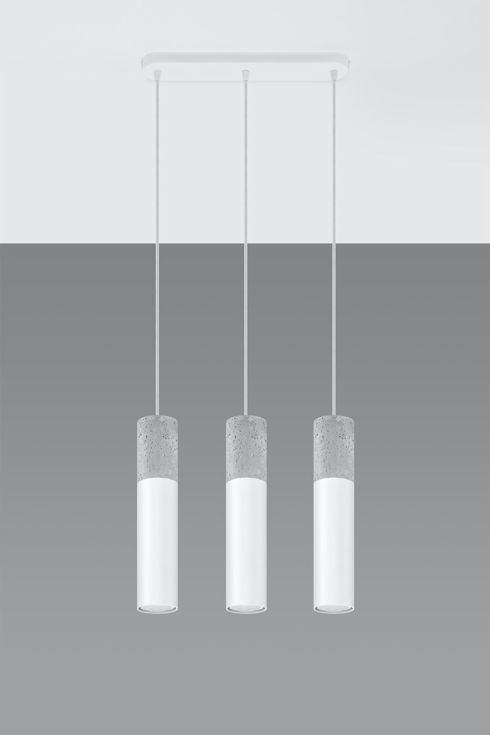 Lampe à suspendre Gris Blanc Béton Métal 3-flmg GU10 JUNIA