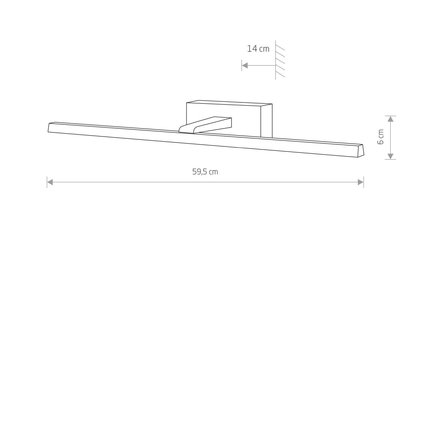 Wandlampe LED Weiß 59,5 cm lang 3000 K warmweiß Wandhalter, BarLAMan, LED-Leiste, Kunststoff, Wandmontage