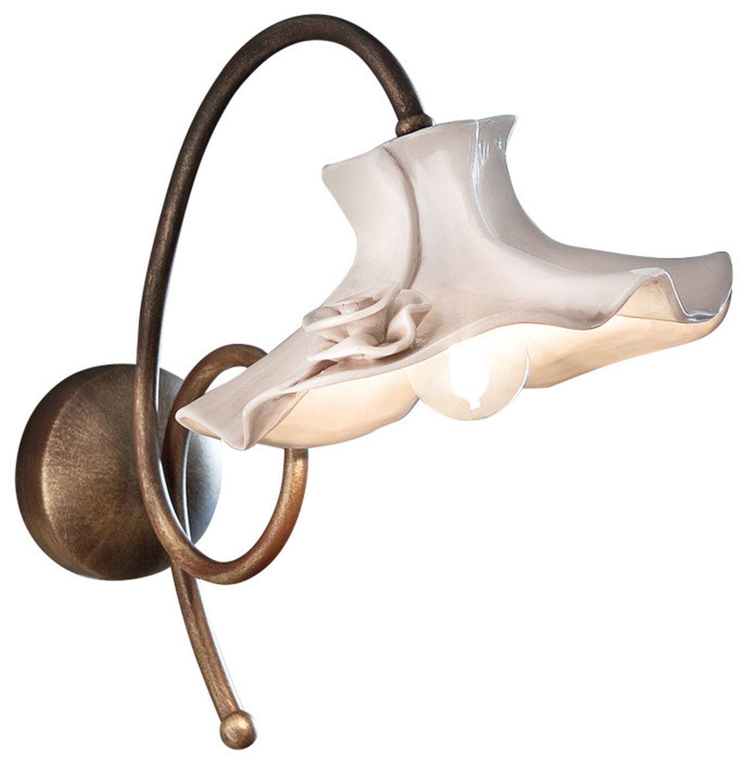 Applique murale métal céramique E14 30 cm de haut style campagnard Bronze, Lampe, Leuchte