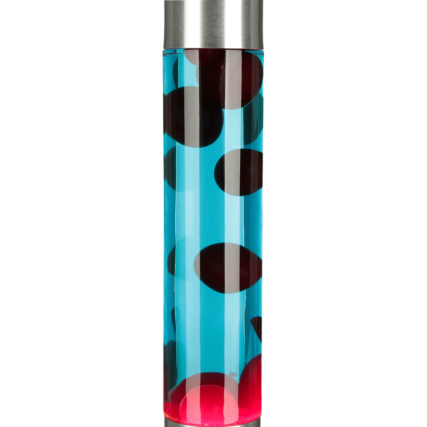 Glasflasche, blaues Liquid, Pünktchenmuster, transparent, Metalldeckel