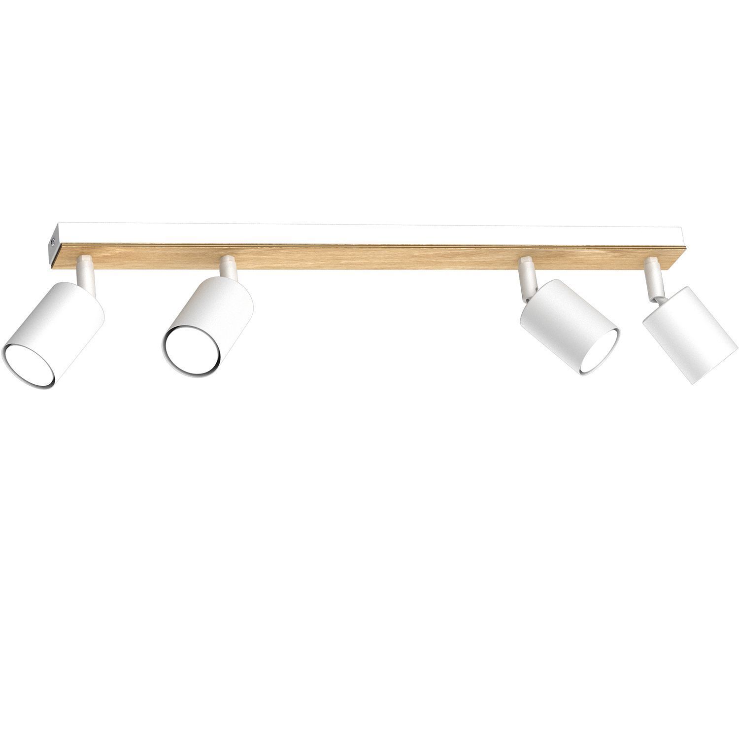 Spot de plafond mobile bois métal blanc naturel 4-flmg GU10