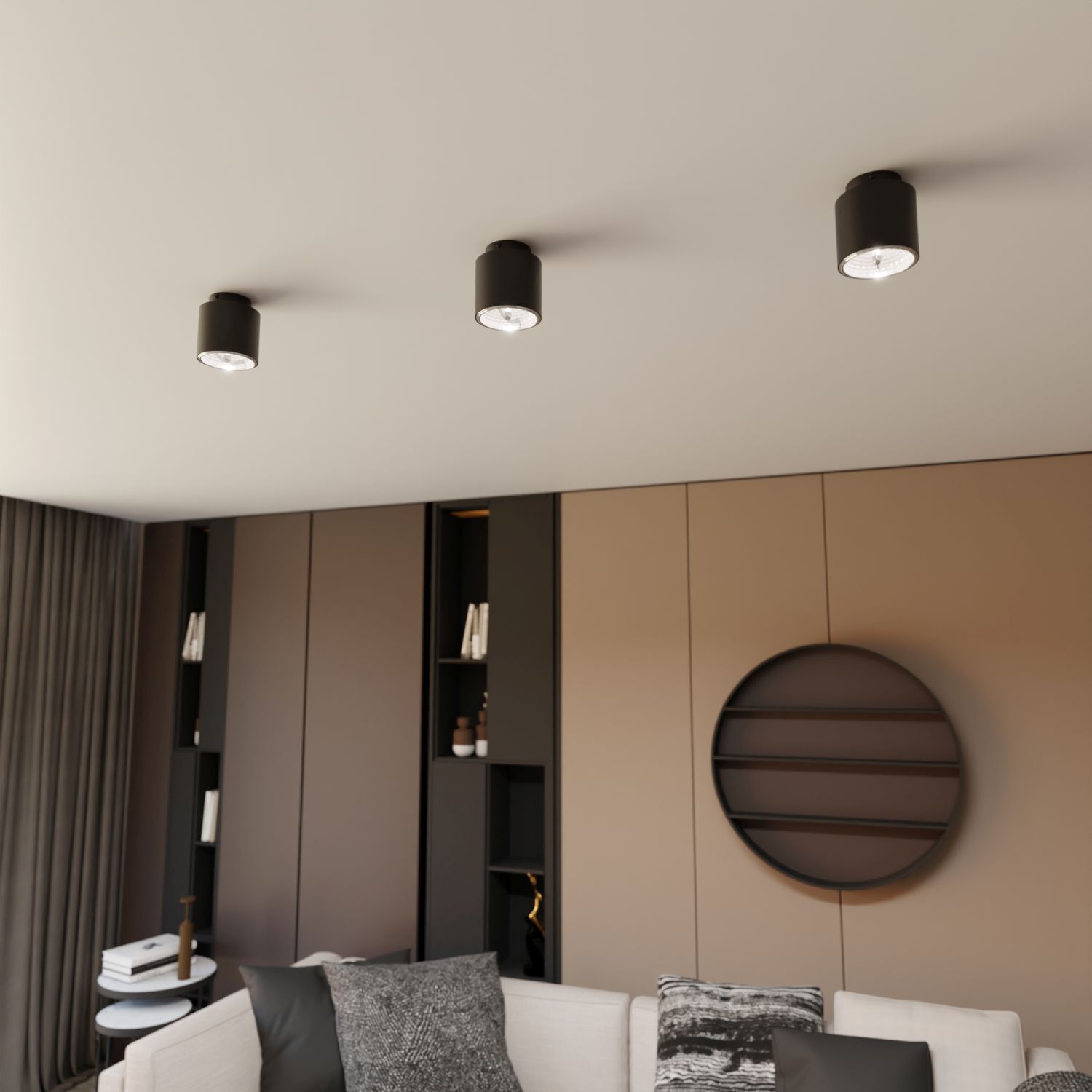 Plafonnier apparent métal Ø 11,5 cm petit GU10 AR111 noir Drinnen, Innenarchitektur, Deckenleuchte