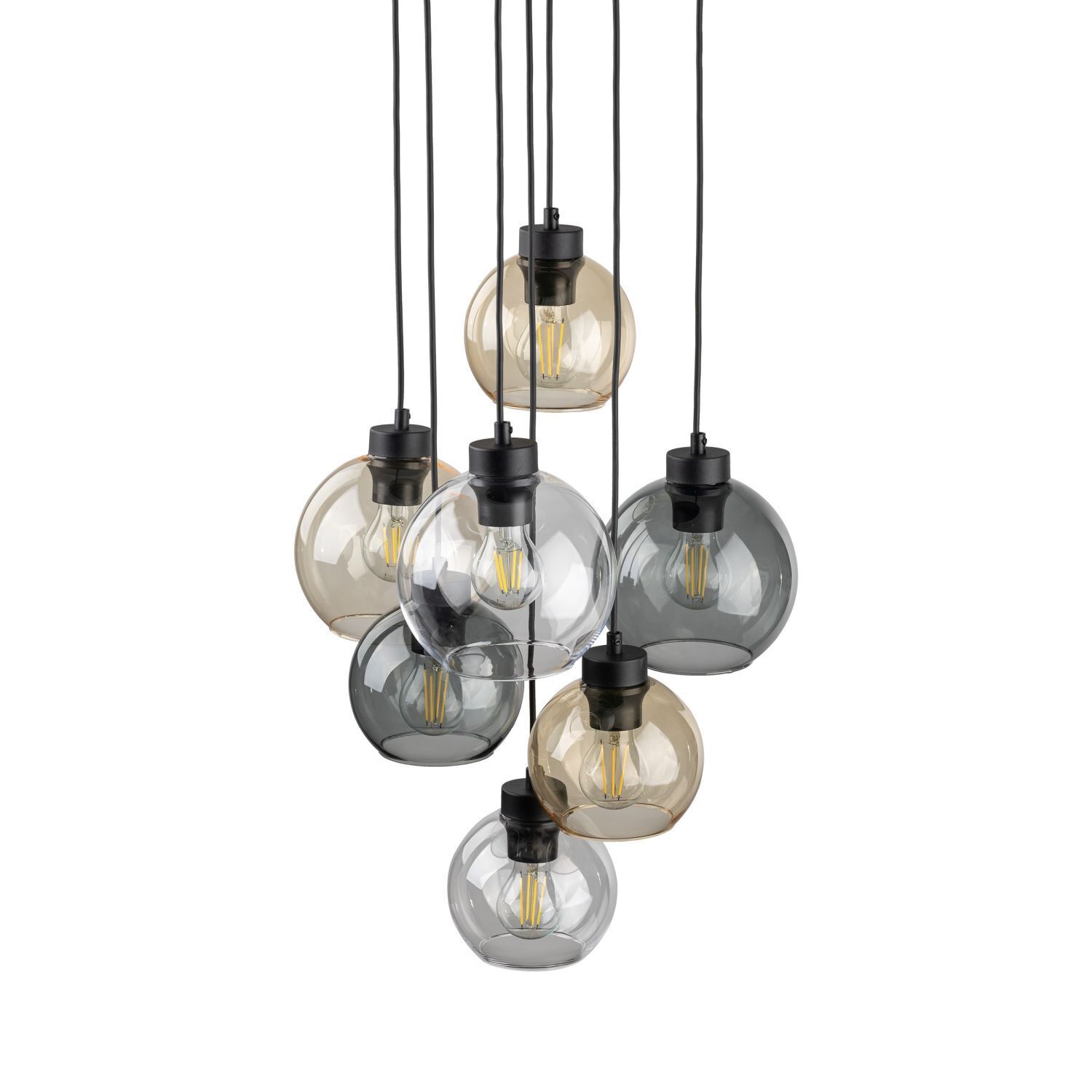 Lampe à suspendre verre fumé H : max. 140 cm réglable 7x E27