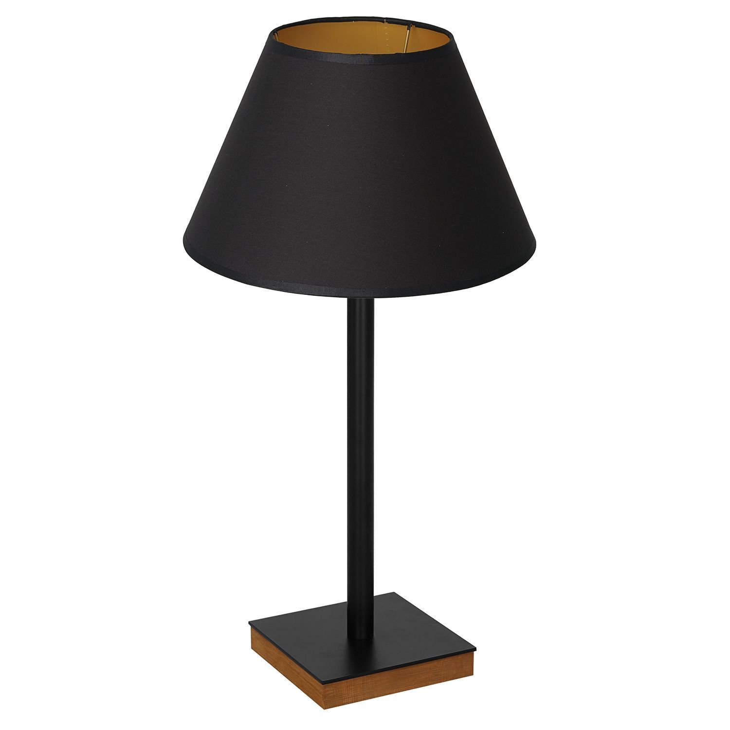 Lampe de table noir nature or tissu bois 56 cm E27