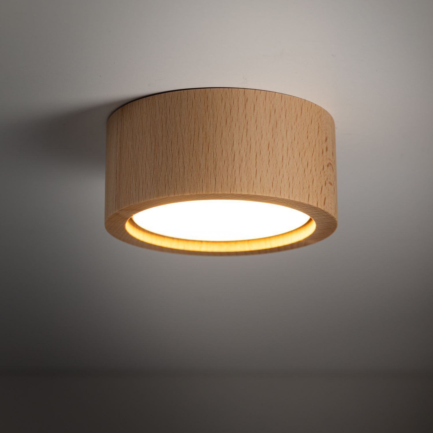 Plafonnier rond Ø 9,5 cm H : 4,5 cm En saillie GX53 Bois Deckenleuchte, Lampe