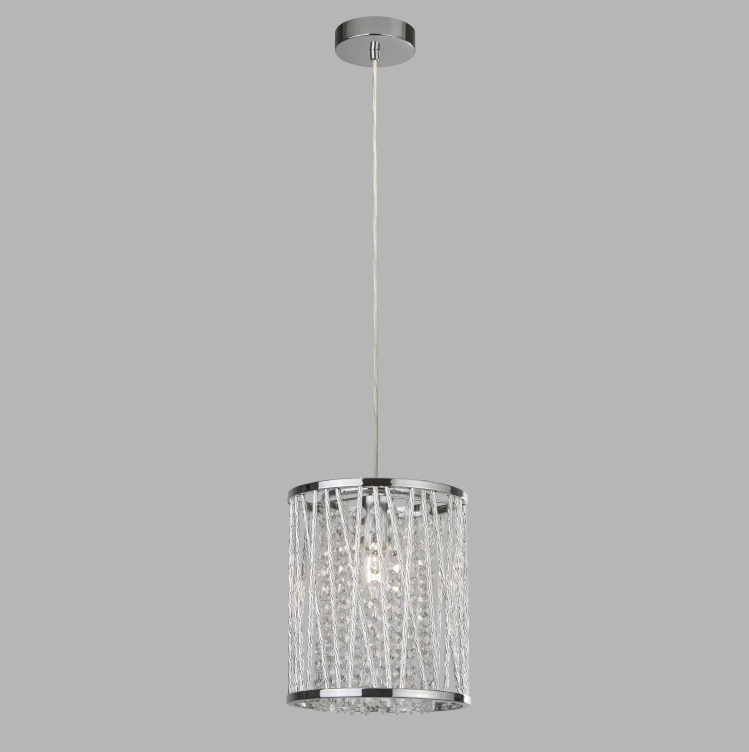 Lampe à suspendre ronde Ø 21 cm cristal E27 chrome clair