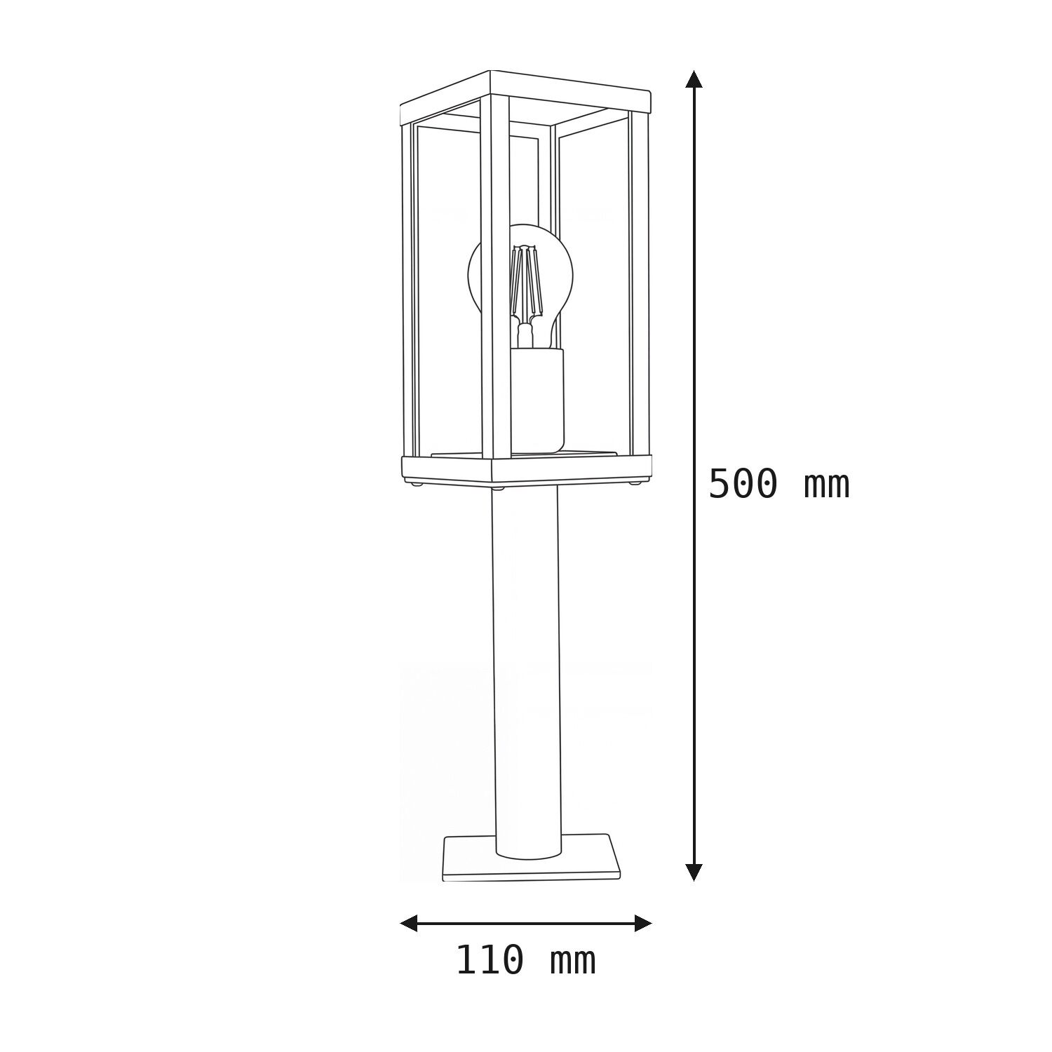 Lampenpfosten, Außenleuchte, Laterne, Standleuchte, Glühbirne sichtbar