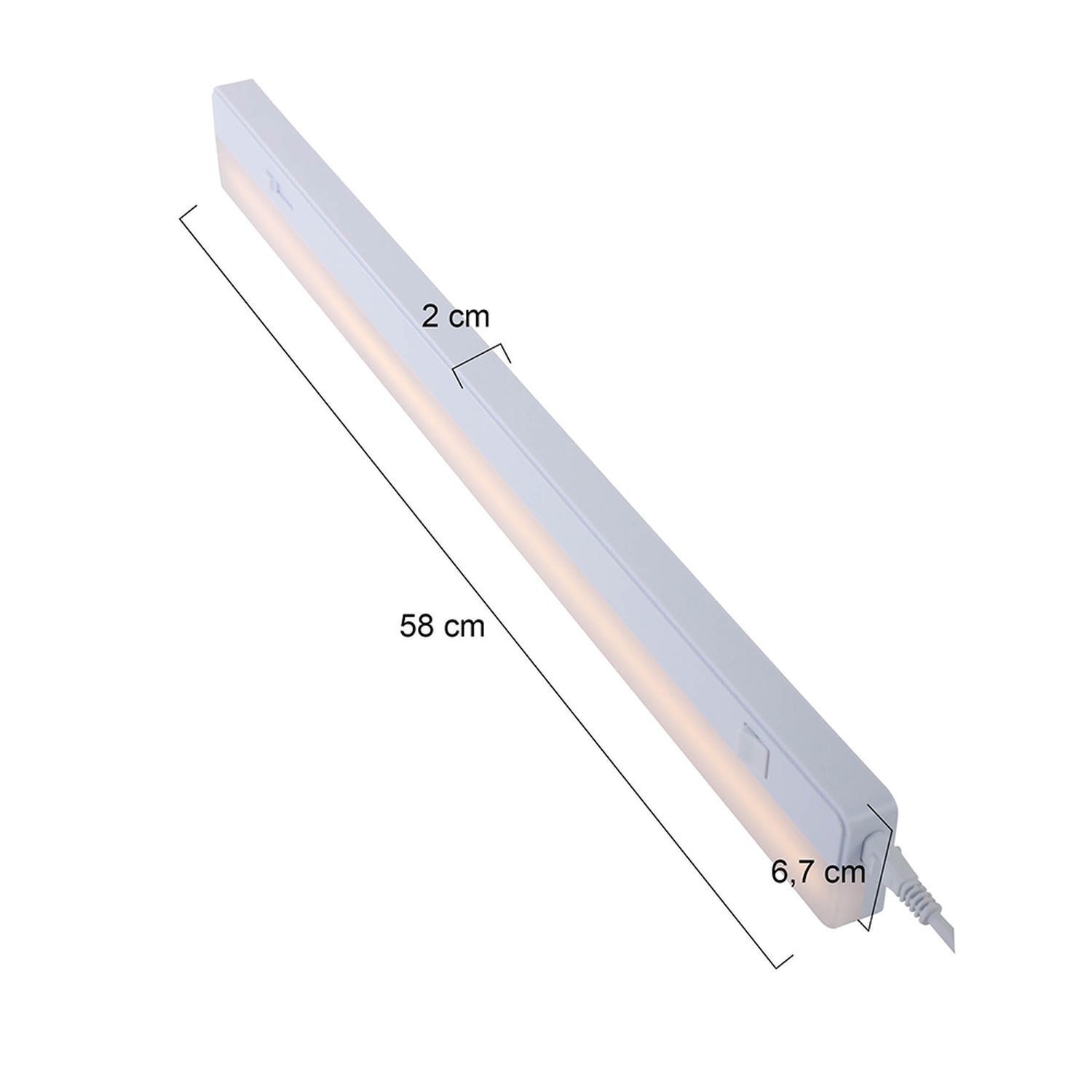 Luminaire d'agencement LED blanc L:58 cm avec interrupteur dimmable