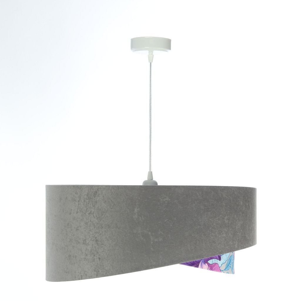 Suspension Gris Violet Argent Ø 50 cm Aspect velours Tissu