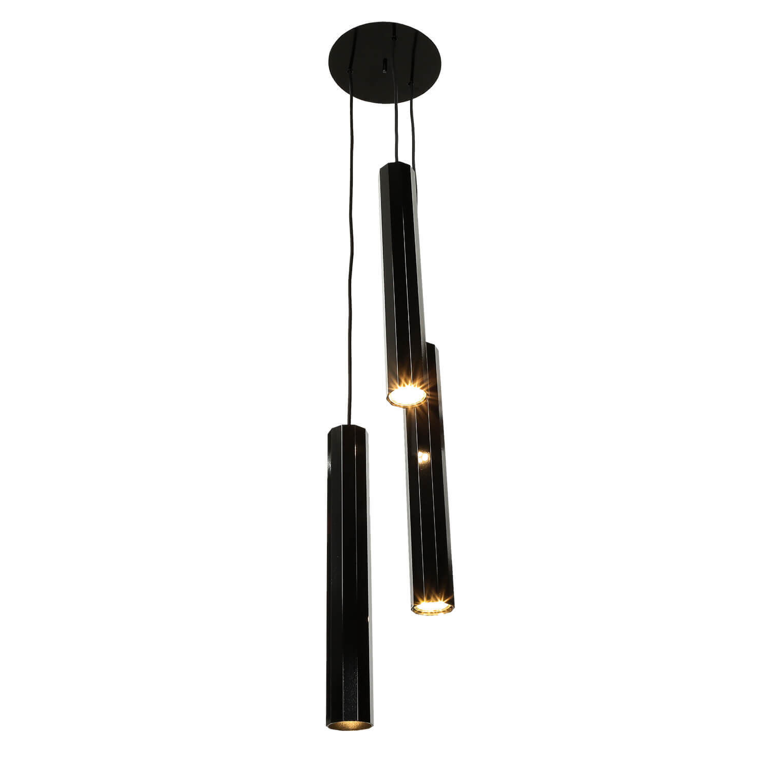 Suspension Noir Aluminium 3 flammes Design moderne