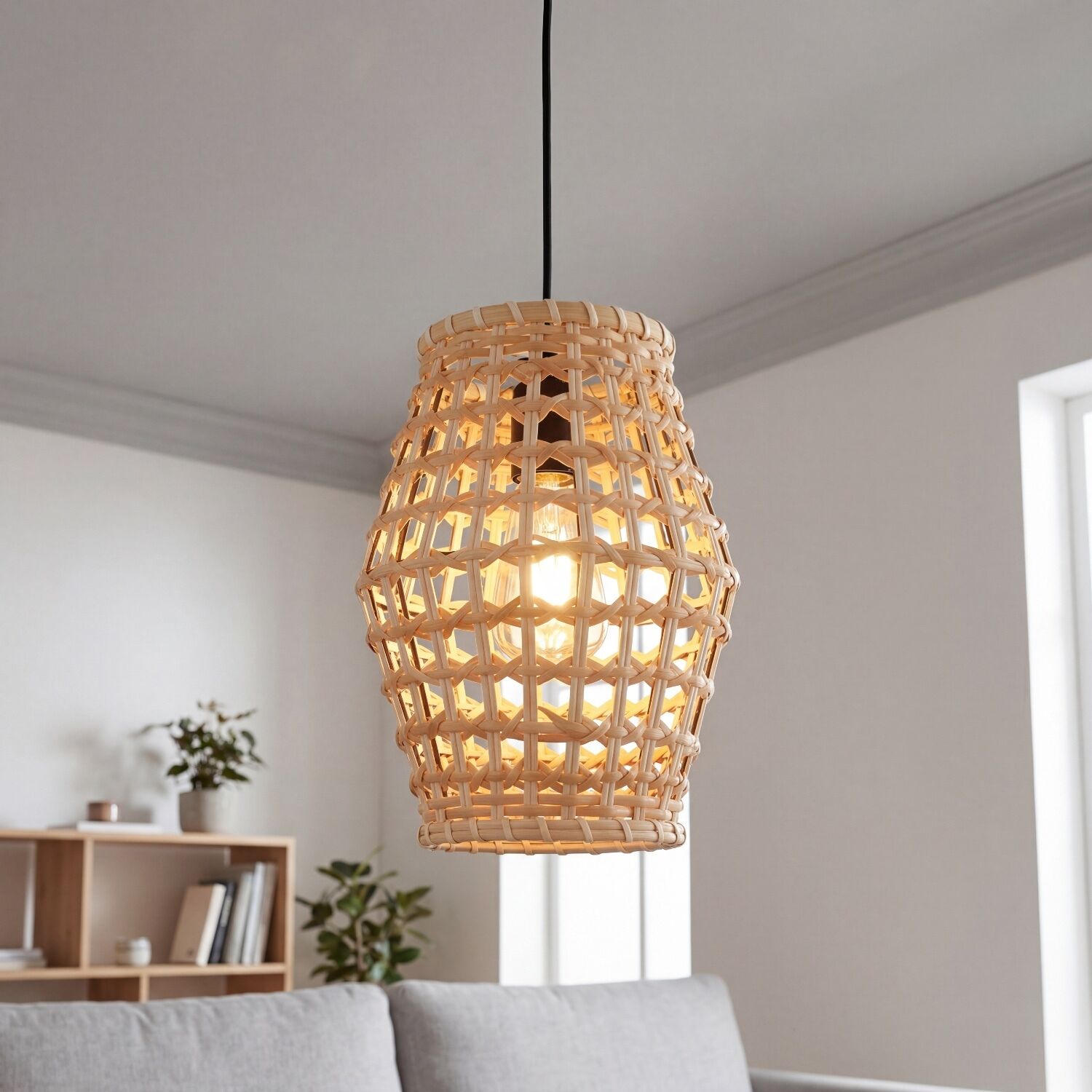 Lampe à suspendre en rotin naturel Scandinave Ø22 cm naturel