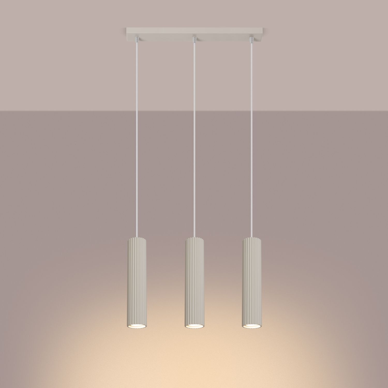Pendelleuchte 3-flammig GU10 B: 45 cm in Creme Modern Leuchter, Lampe