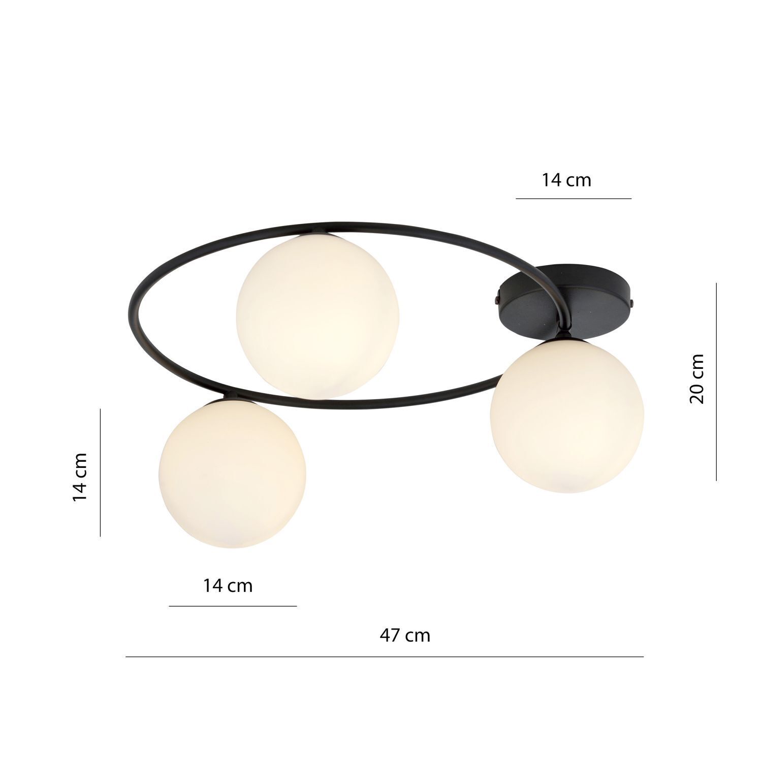 Plafonnier noir blanc H : 20 cm Ø 47 cm LIBORIO
