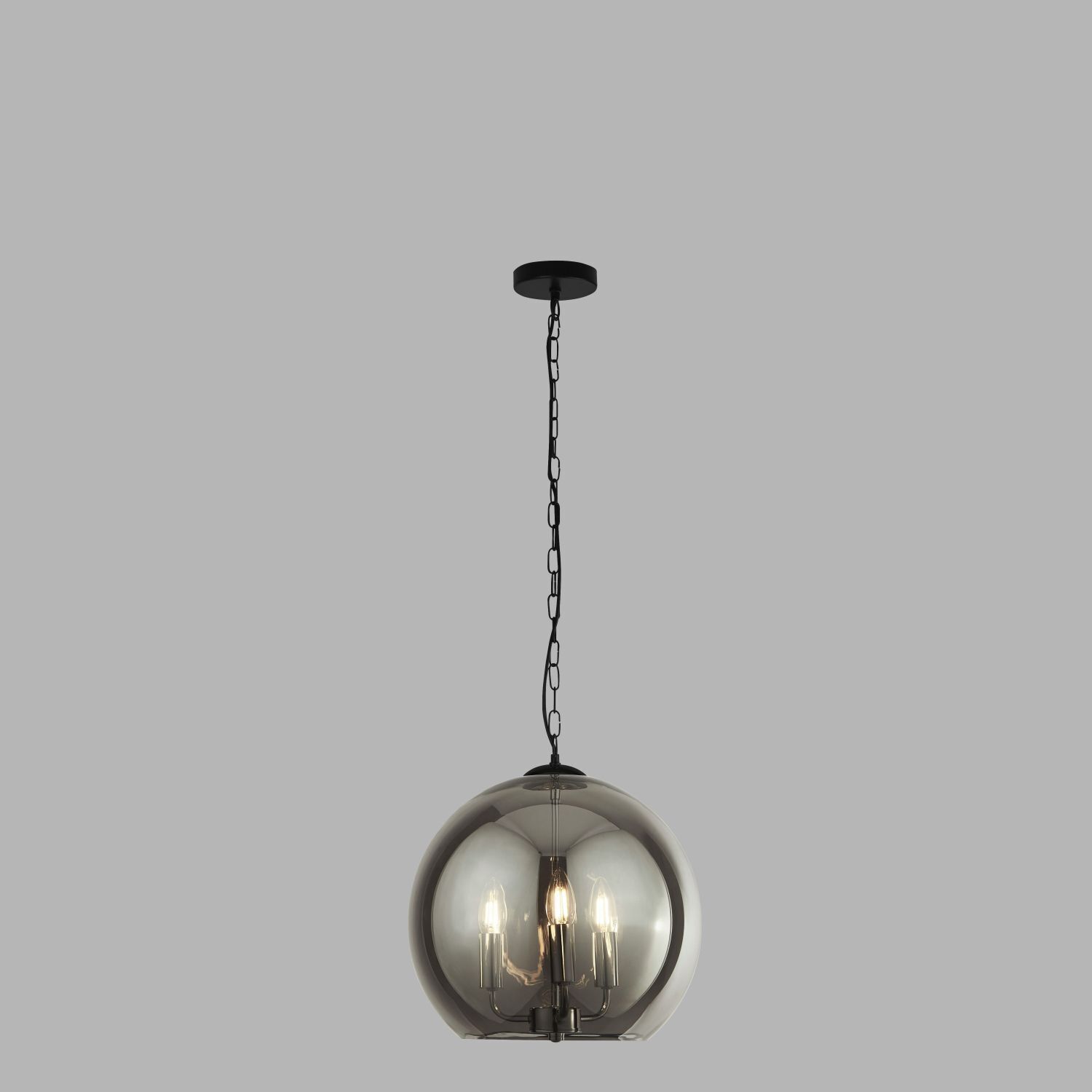 Lampe à suspendre Abat-jour sphérique Noir Gris fumé E14 D : 35 cm