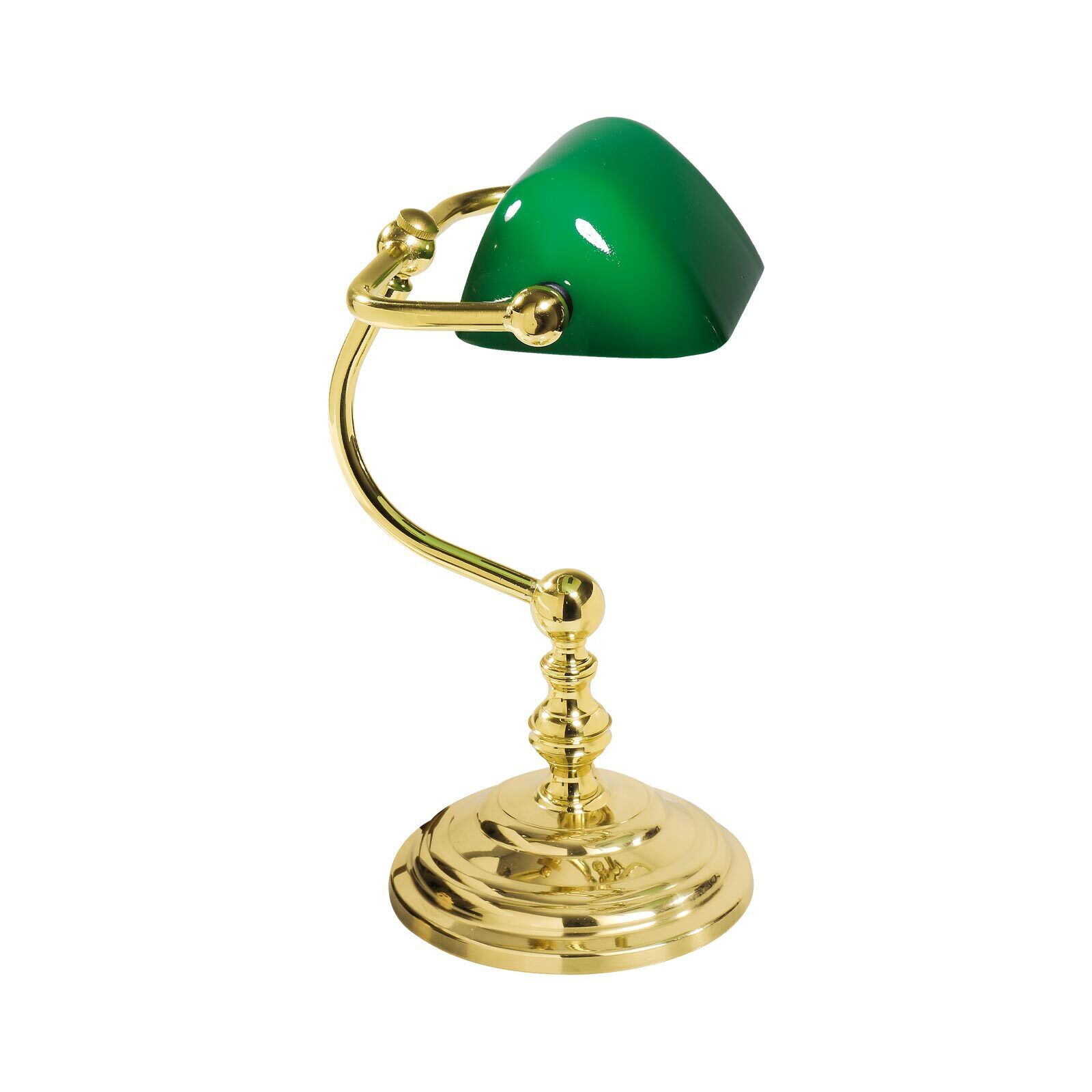 Lampe de banquier Vert laiton massif verre hauteur 29 cm orientable